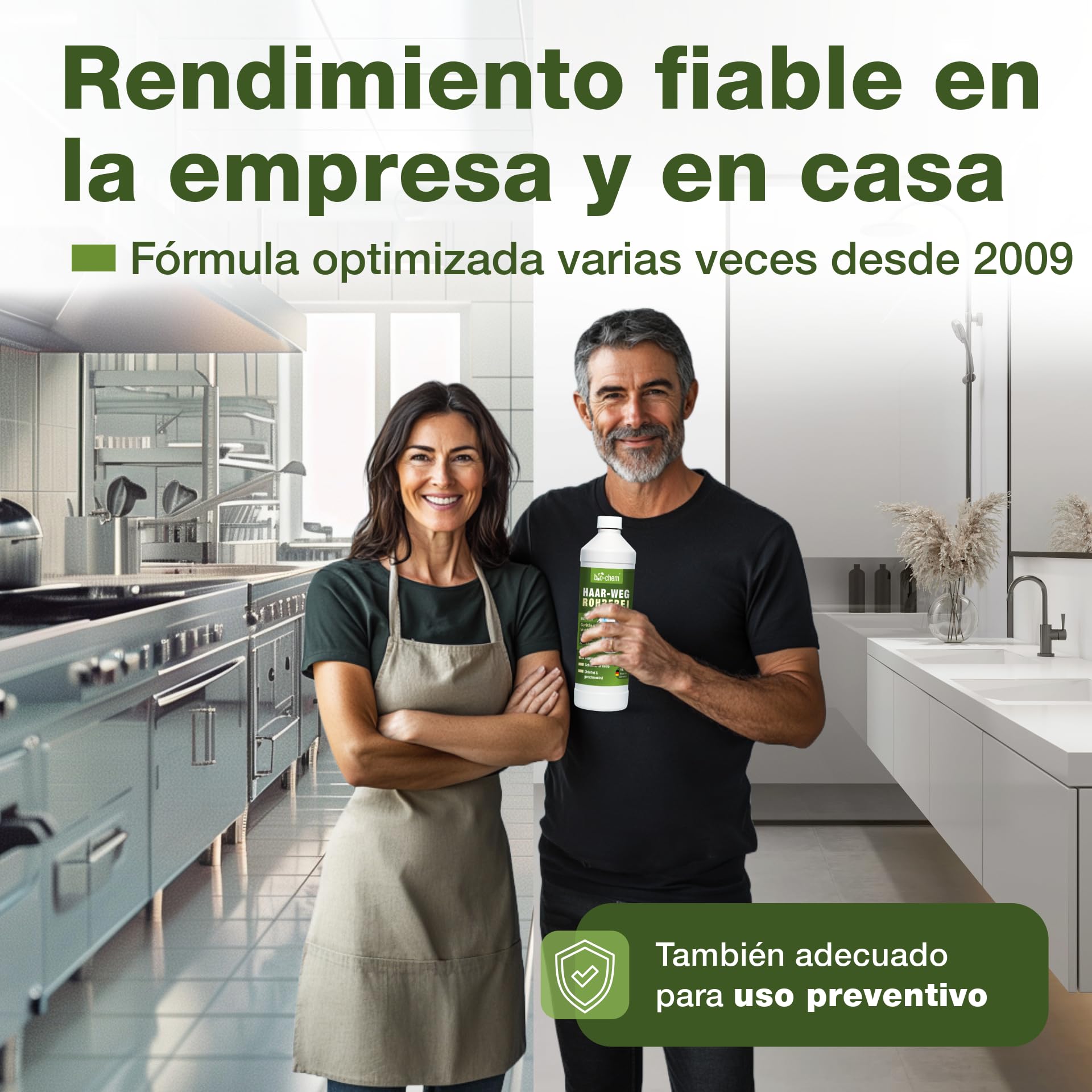 bio-chem Desatascador tuberias profesional líquido 4L | Desatascador para eliminar pelos y residuos, eficaz incluso con agua estancada, fórmula concentrada para hasta 20 usos