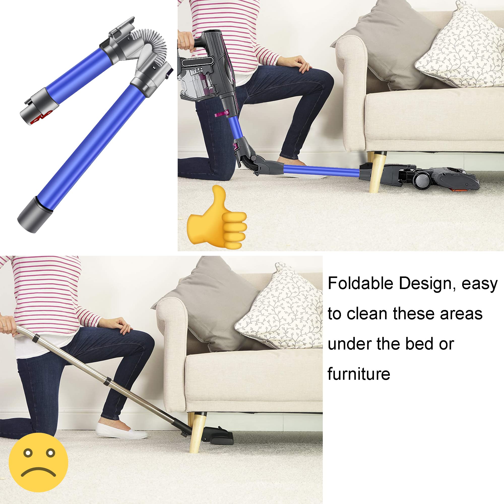 Dyson V8-V15 Teleskopowa rura teleskopowa Italdos ze składanym drążkiem, szybka rura aluminiowa do mebli, stołów, łóżka, sofy - niebieska