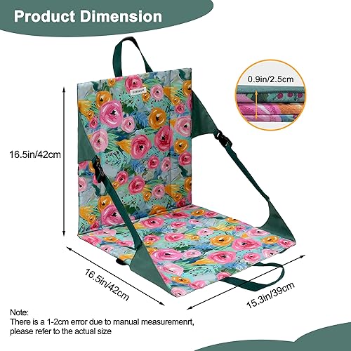 Miniatura 3 de Cojín portátil para asiento de estadio con respaldo, asiento acolchado, silla de campamento plegable ligera, correas ajustables para senderismo,