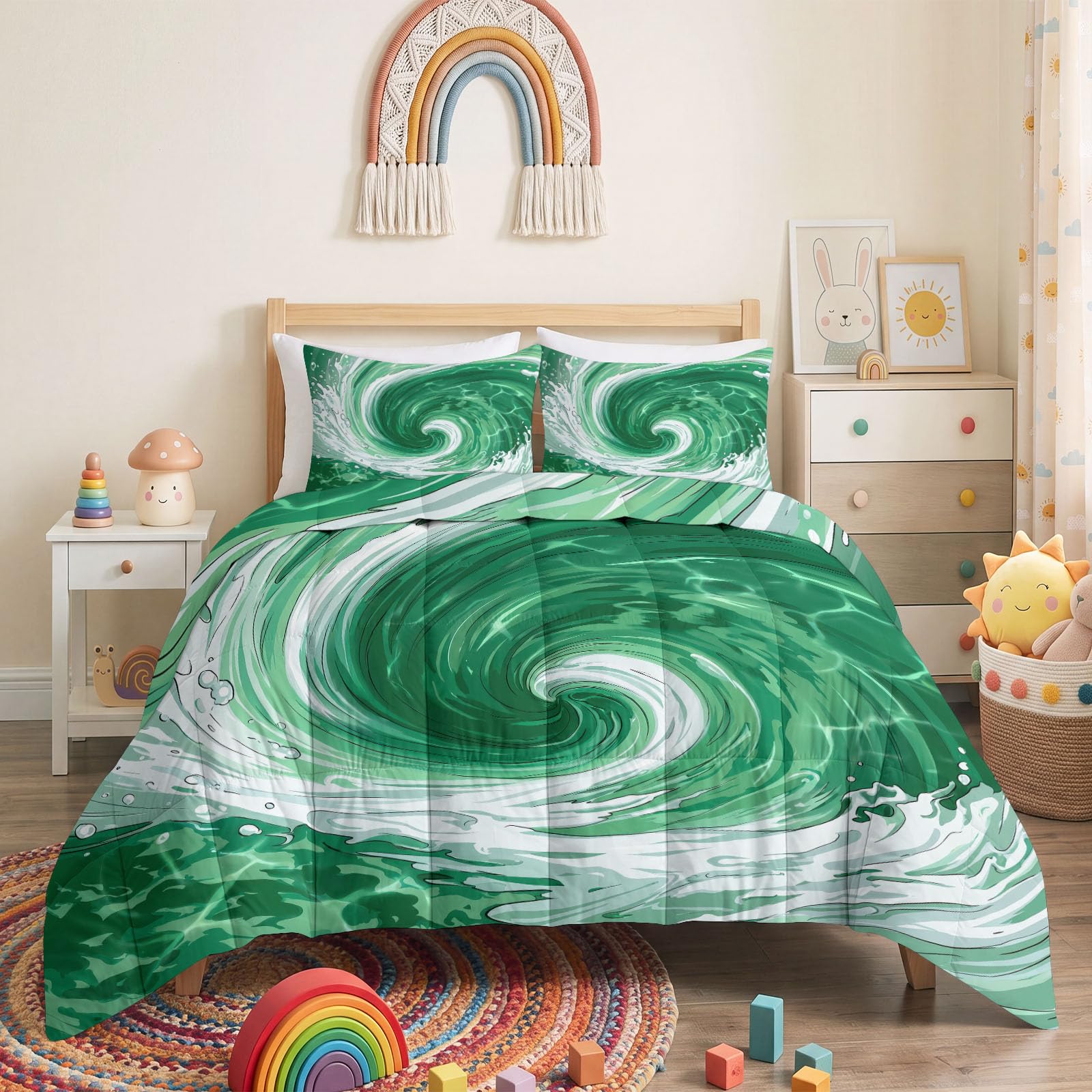 Piumone senza rivestimento, 135 x 200 cm, 4 stagioni, reversibile, caldo e morbido, motivo astratto, per tutte le stagioni, lavabile, con 2 federe da 80 x 80 cm