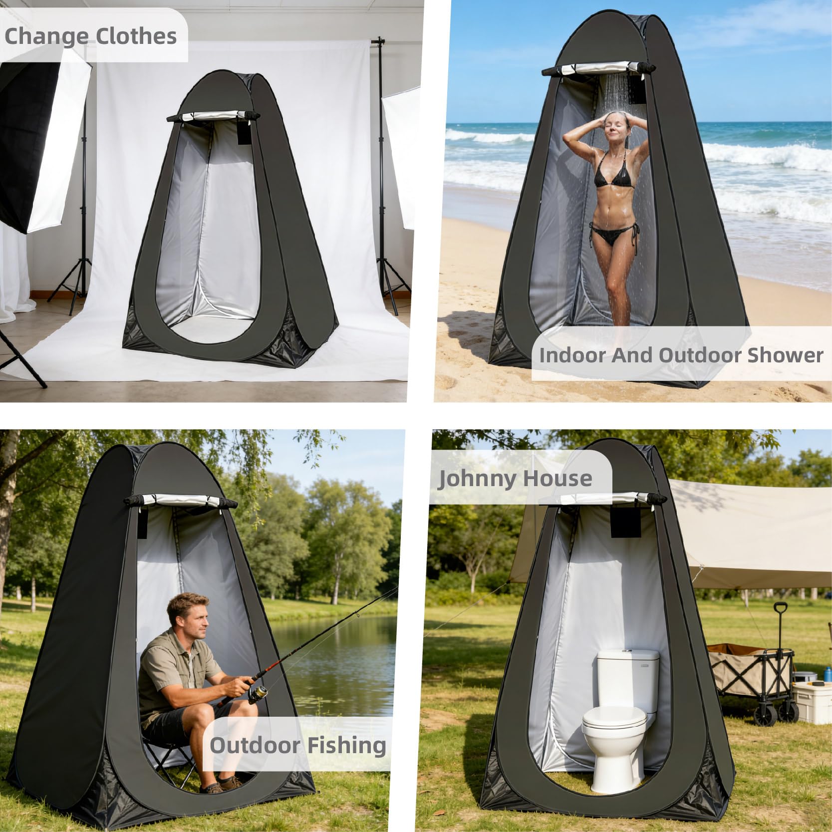 Pop-Up-Camping-Duschzelt, tragbares Toiletten-Sichtschutzzelt für Camping, Duschzelte zum Umziehen im Freien und Camping, ideal zum Angeln, Strand, Picknick