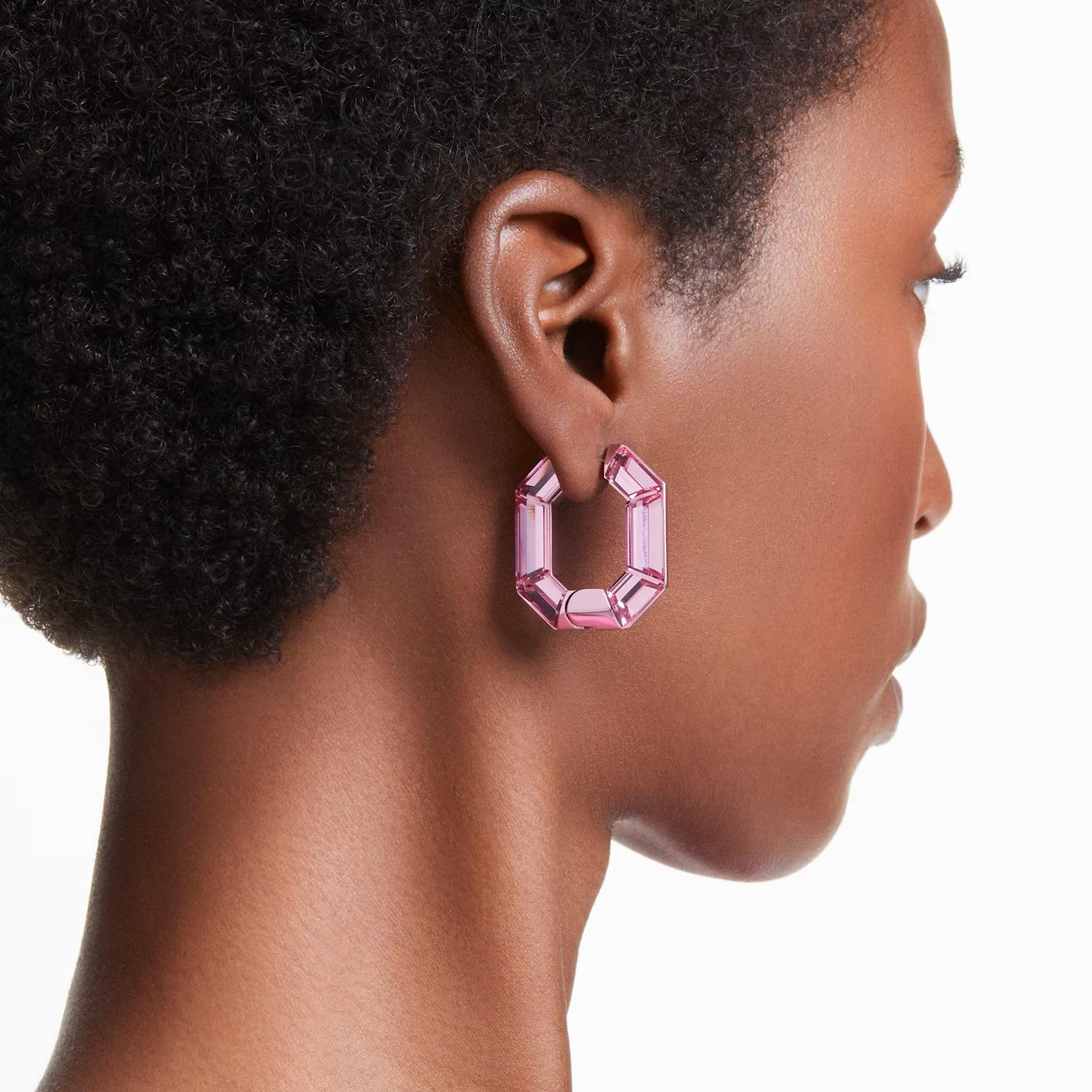 Swarovski Orecchini a cerchio Lucent, Forma ottagonale, Piccoli, Rosa