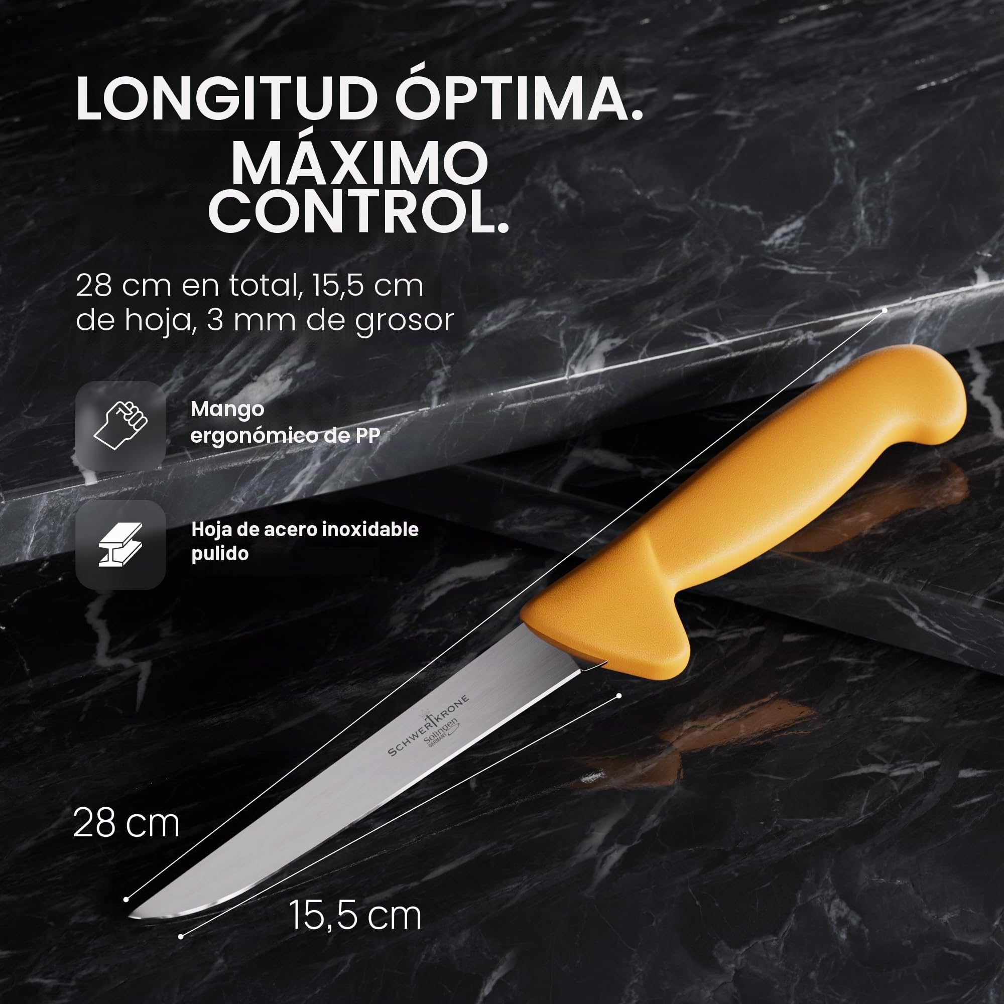 Juego de cuchillos de carnicero Schwertkrone® 3 piezas [HECHO EN SOLINGEN - DE] - Cuchillo de corte - Juego de cuchillos de cocina Solinger - Juego de cuchillos de cocina - Cuchillo de carnicero