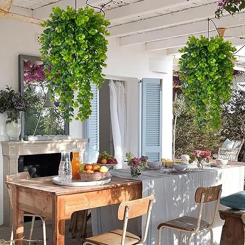 Miniatura 3 de 4 piezas de plantas artificiales colgantes artificiales de helecho boston, plantas colgantes falsas de plástico, vegetación de hiedra, para pared,