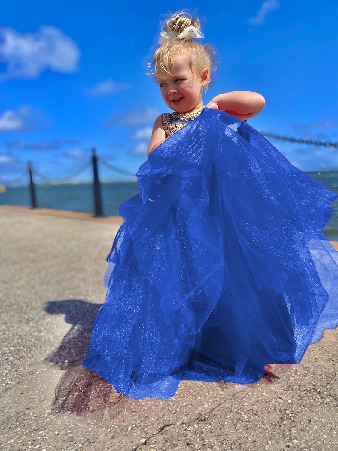 Formal Little Girls Long Pageant Dresses Prom Ball Gown Gold Lace Burgundy Tulle - Image 3