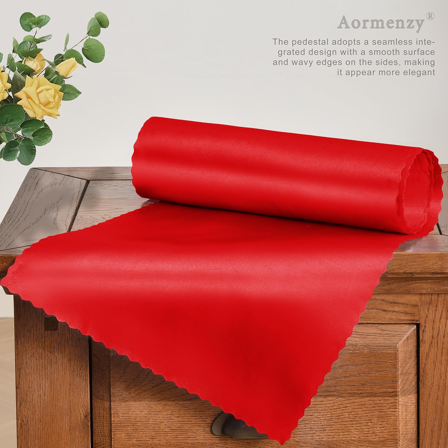 Aormenzy 24 Pcs Red Satin Table Runners 12 x 108 Inch, Silky Wedding Table Runners, Elegant Table Decor, Bright Smooth Table Runners for Birthday Party, Banquet, Graduations