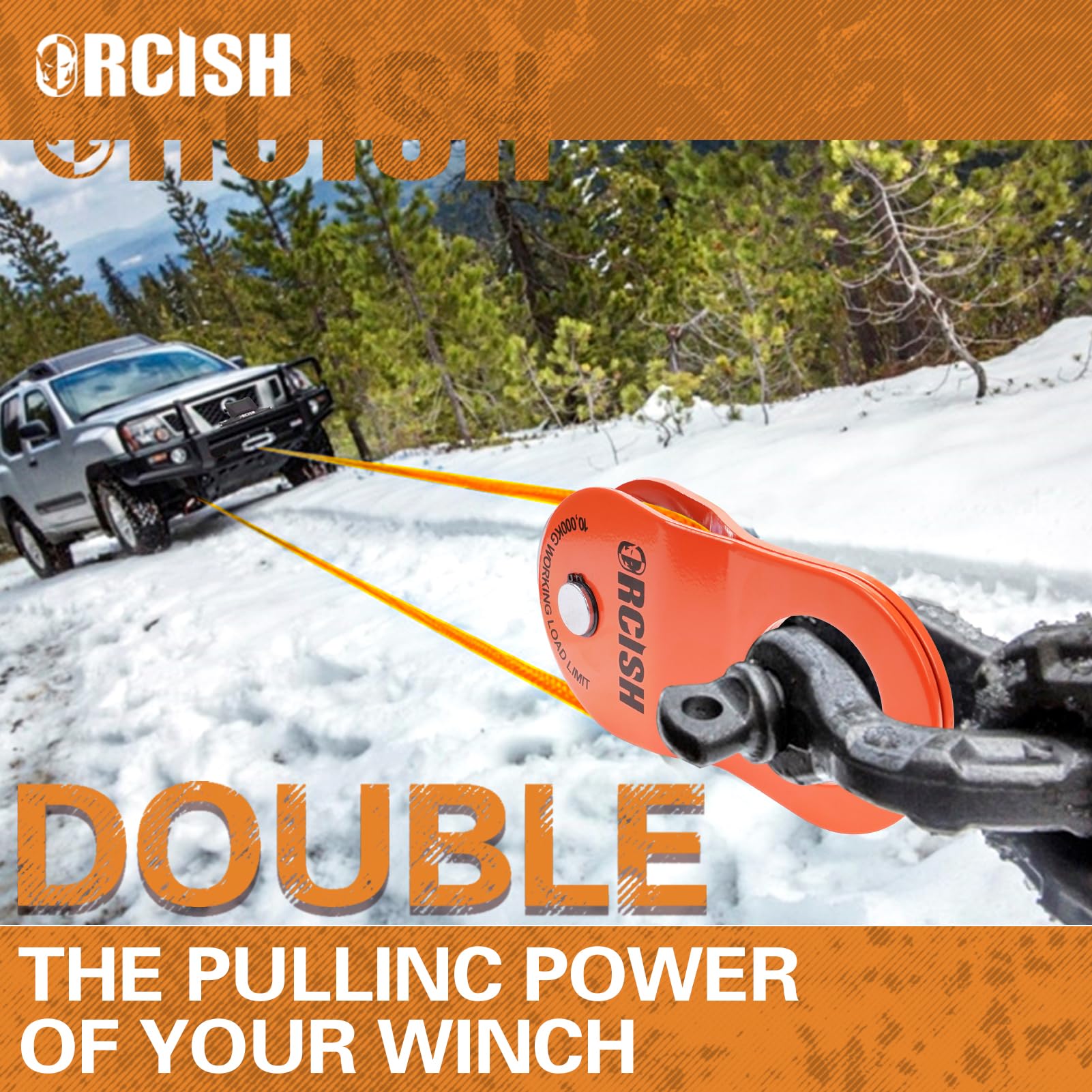 ORCISH 10 Tonnen Snatch Block, 10 kg Kapazität Block und Tackle Riemenscheibensystem, funktioniert mit 0-3/4 Zoll Seil, Seilwinde Haken Zubehör, robustes Offroad-Recovery Zubehör für LKW, Traktor, ATV