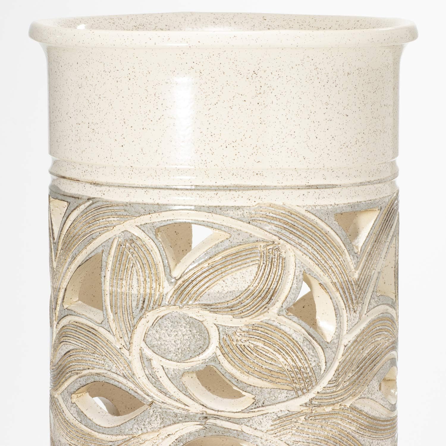 信楽焼 へちもん 傘立 白窯変唐草彫 傘 立て 陶器