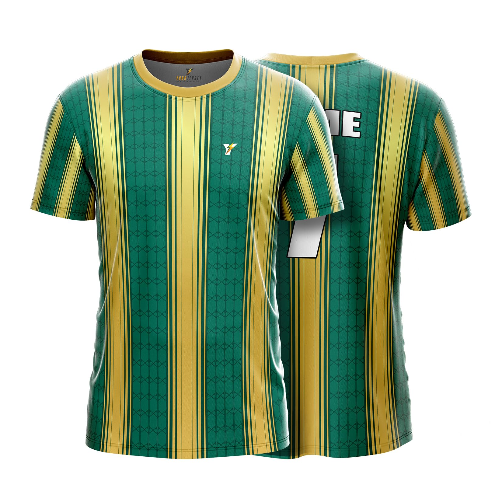 YOURJERSEY Custom Team Jersey for Men, Women & Kids Customised Football Jersey for Boys, Badminton Jersey Cricket Sports T Shirt with Name & Number, Personalised Team Uniform, Green Yellow-image-25
