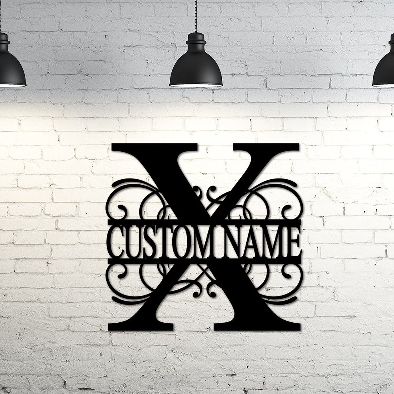 Letrero de metal con monograma X personalizado con apellido, letreros de metal personalizados para galería del hogar, decoración de pared, letrero de metal personalizado con nombre de la familia,