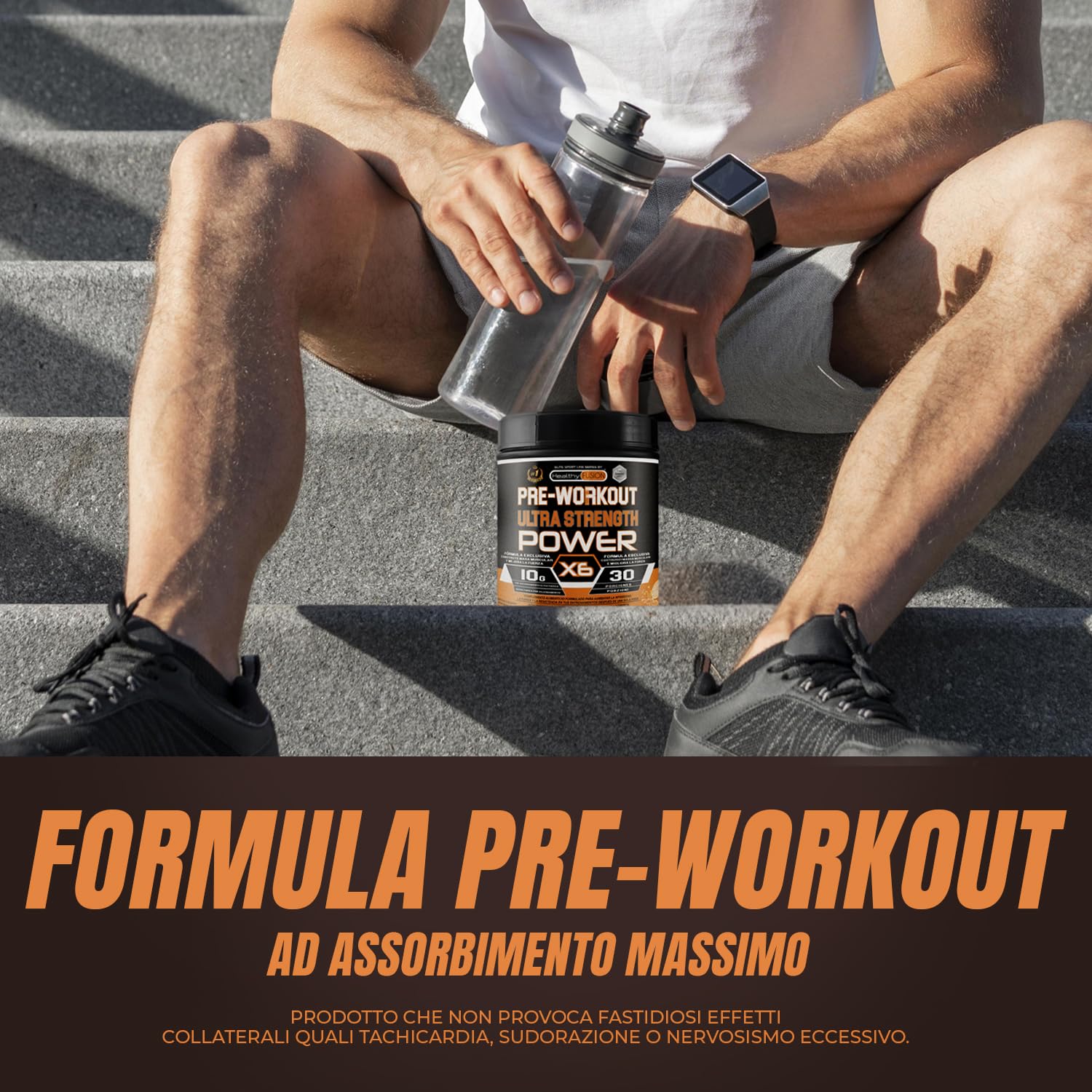 Pre-Workout bevanda energetica | con Creatina | Resistenza, energia e forza inarrestabile | Elimina la fatica e la stanchezza | Beta-Alanina, Taurina, Caffeina e Vitamine | 300g Arancia