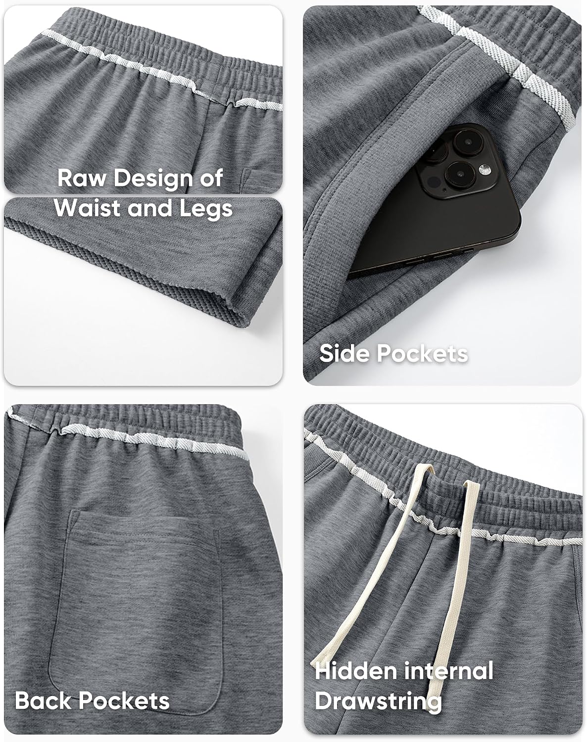 JMIERR Mens Baggy Loose Fit Raw Hem Sweatpants Casual Drawstring Pants Y2K Wide Leg Stretchy Pants with Pockets