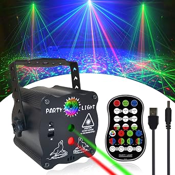 Birthday Gift Party Decorations Lights, Mini Disco Ball DJ Light with Remote Control Stage, Portable Sound Activated Led Projector Strobe Lamp for Indoor/Outdoor Parties Rave Xmas Show Home Bar