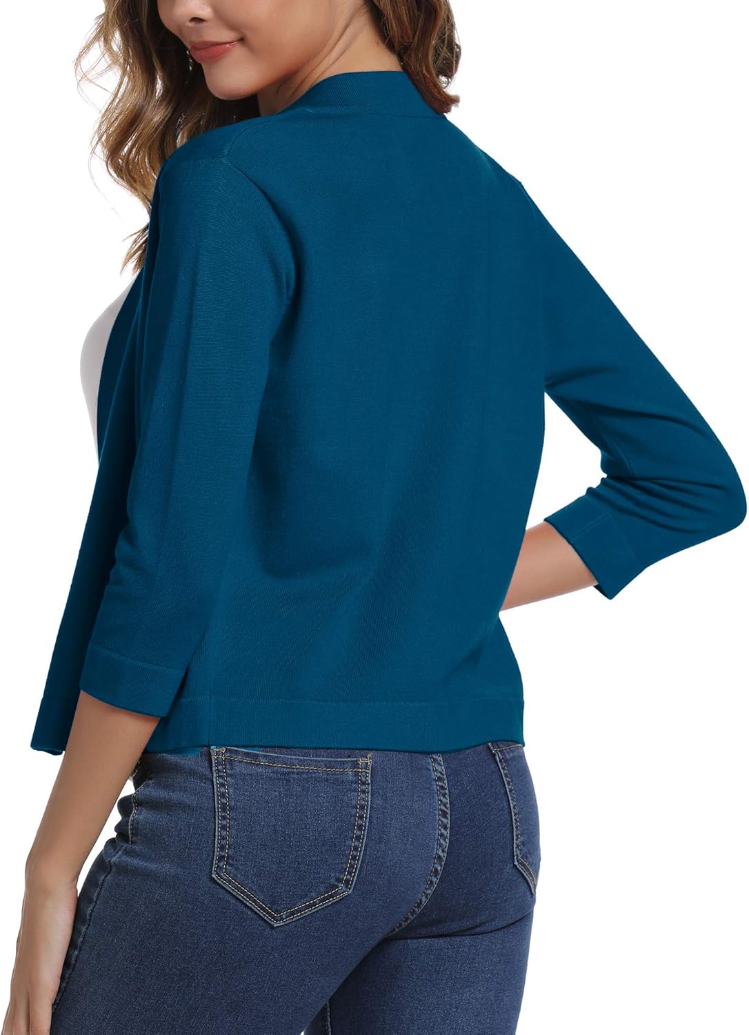 Urban CoCo Women's 3/4 Sleeve Cropped Cardigan Sweater Elegant Shrugs for Women - Image 5