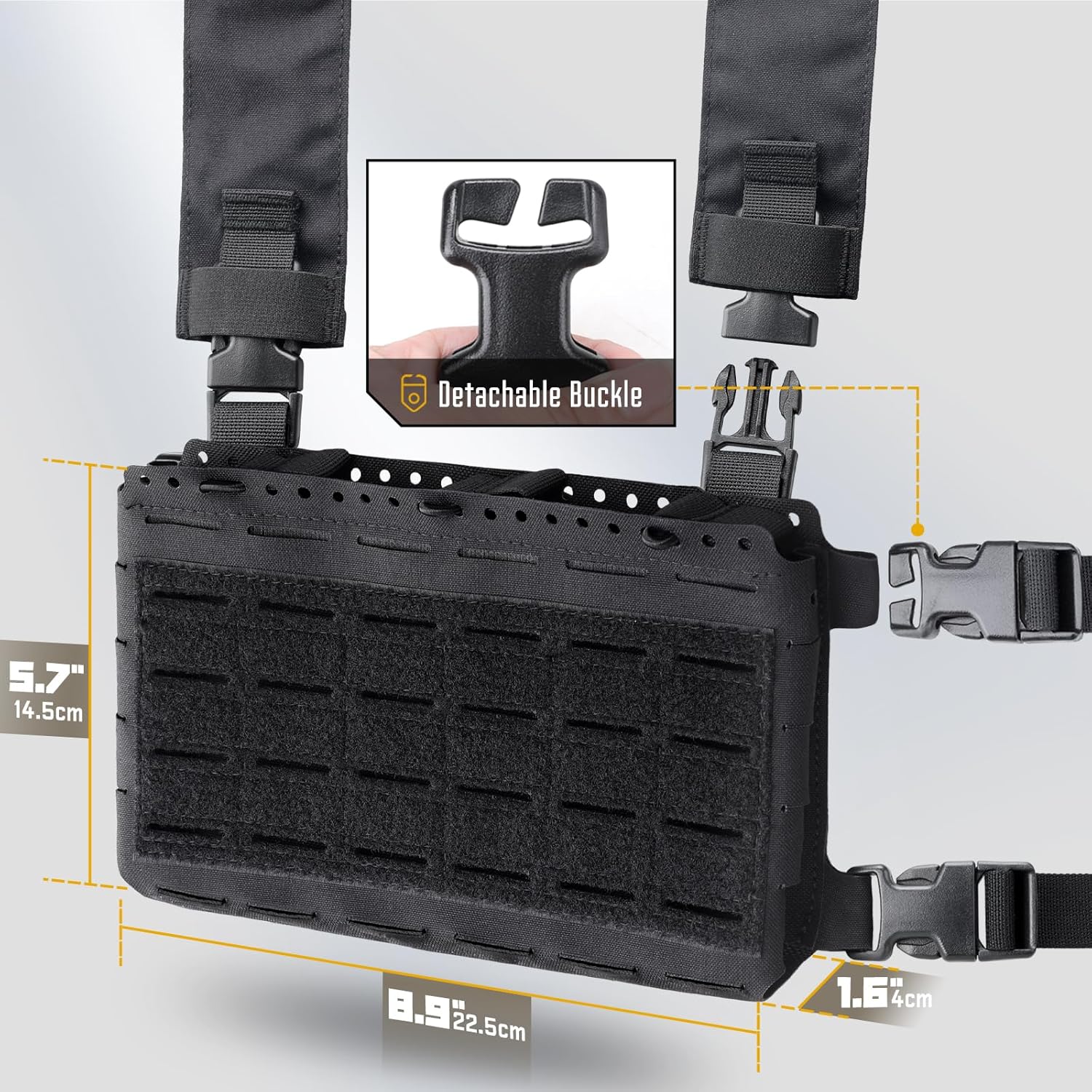 WYNEX Tactical Pouches Chest Pack Modular with Triple Magazine Insert, Molle Chest Rig Carrier - Image 4