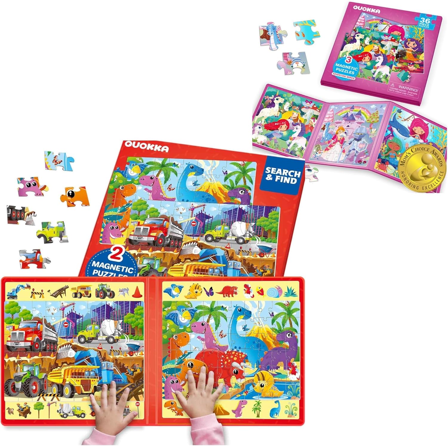 QUOKKA Magnetic Puzzle Bundle, Search & Find + Sudoku, Toddlers 3-5