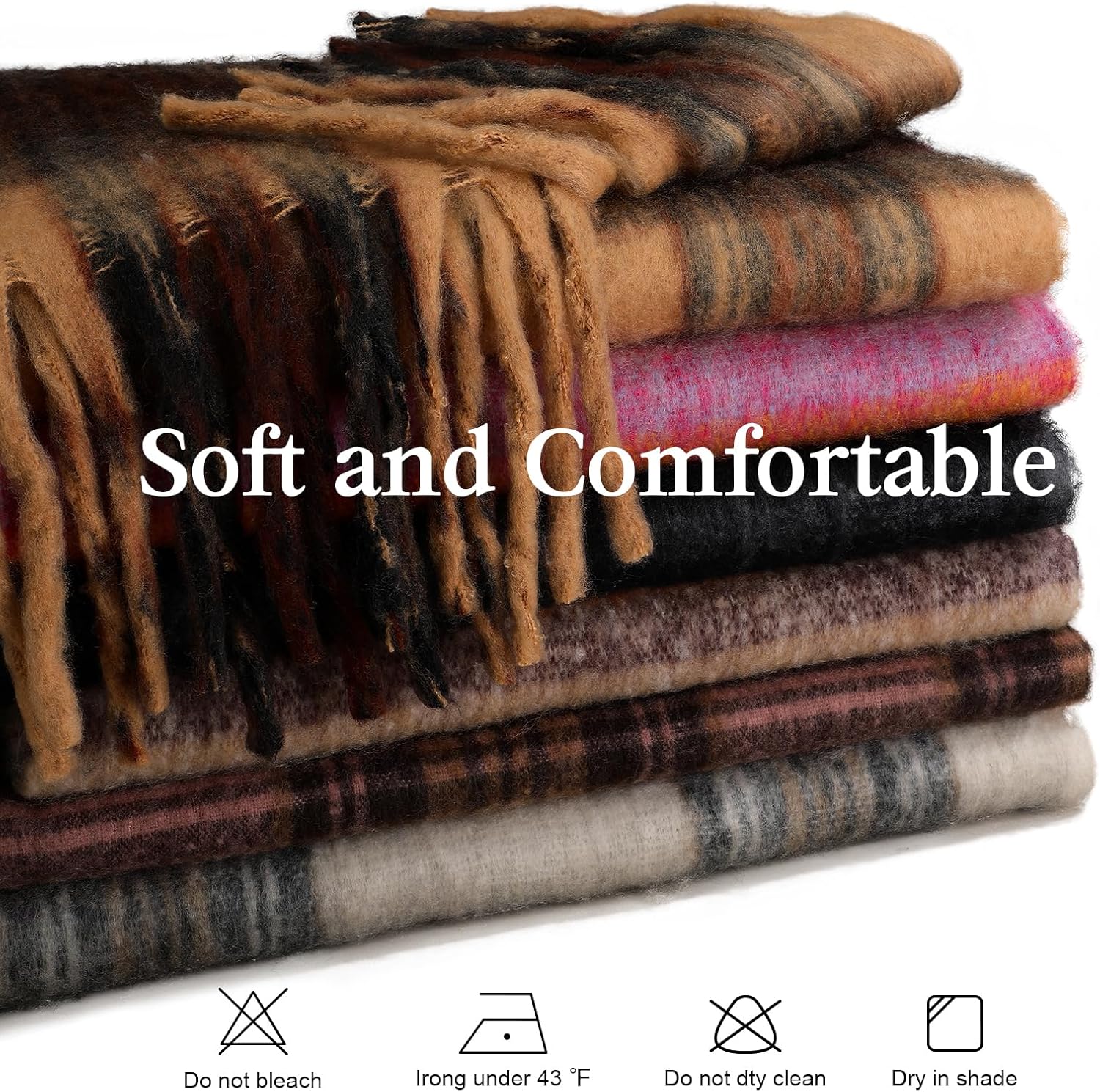 Tavaleu Winter Scarfs for Women,Large Scarf Chunky Plaid Scarves Soft Oversized Thick Warm Wrap Scarves for Cold Weather - Image 4