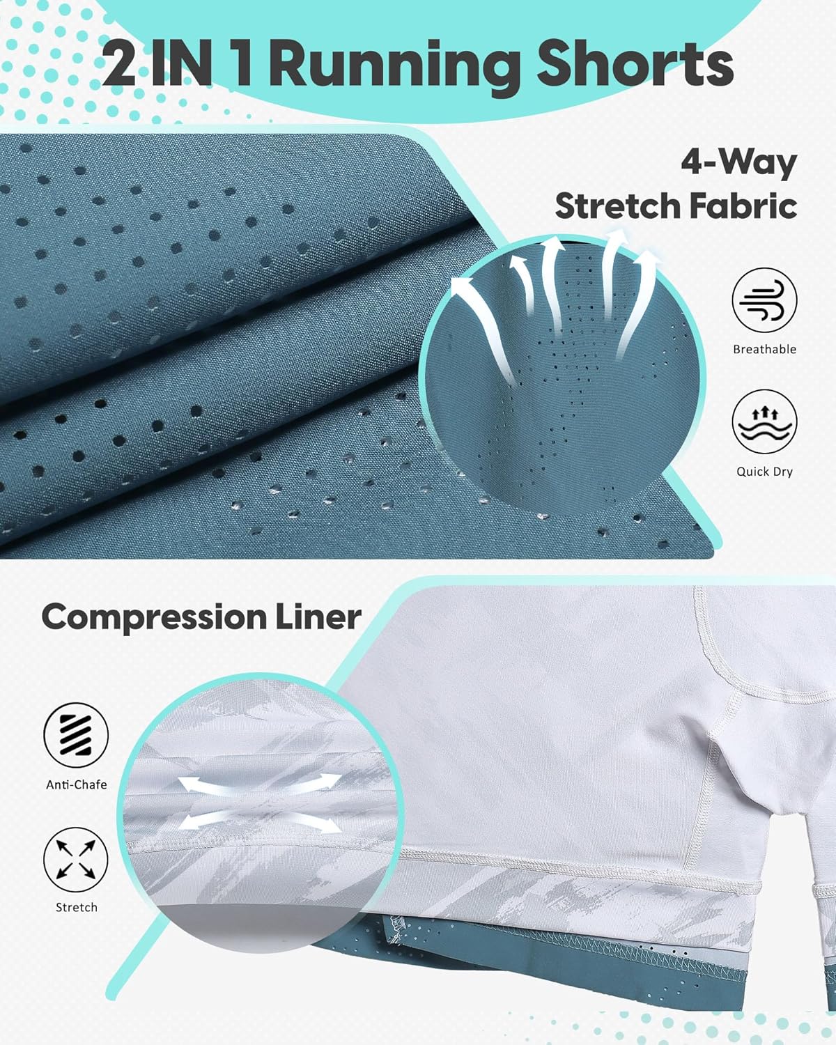 maamgic Mens Running Shorts with Compression Liner 5" Quick Dry Workout Shorts Anti-Chafe Gym Shorts 2 in 1 Athletic Shorts - Image 5