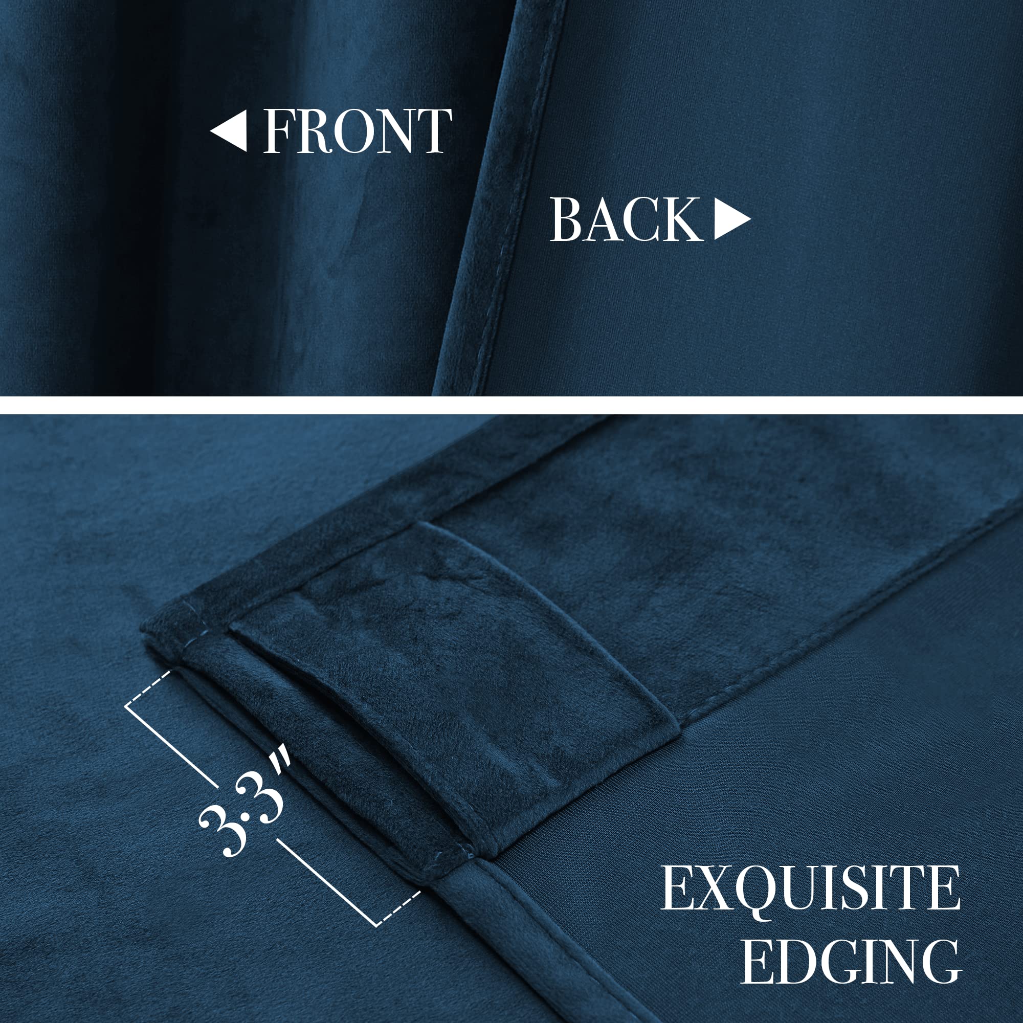 KGORGE Blue Velvet Curtains 84 inches Super Soft Room Darkening Light ...
