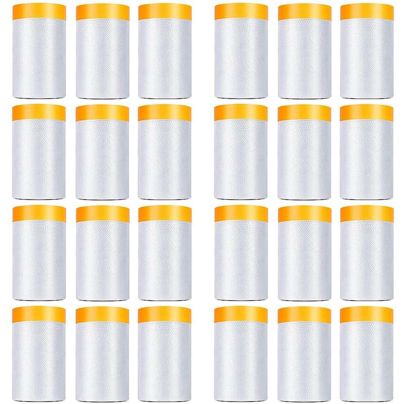Jnchdghwa Transparent 24 Pack Tape And Drape, 1.8X62.3 Ft Pre-Taped Masking Film For Auto Painting Covering, Plastic Pre-Adhesive Film