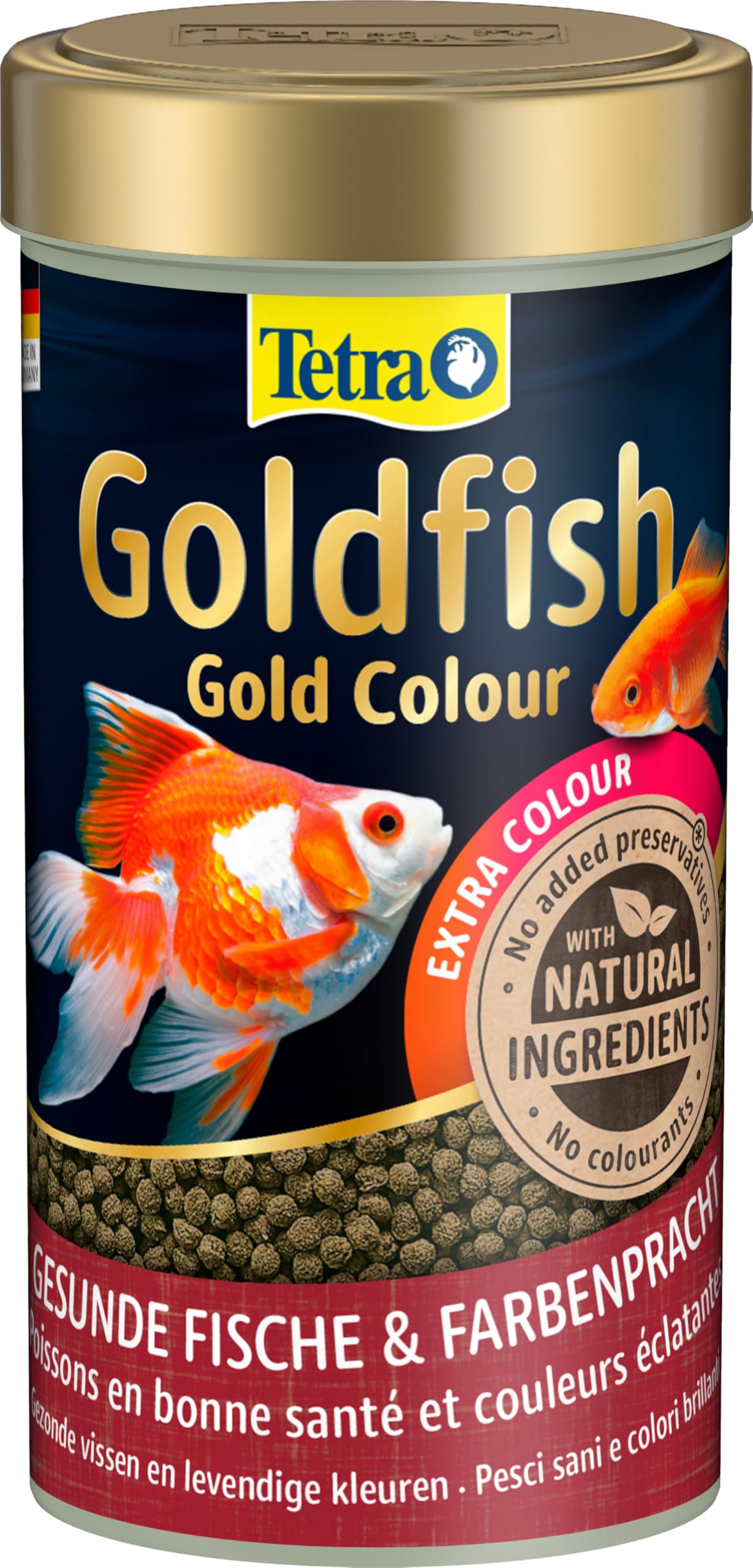 Tetra Goldfish Gold Colour - Mangime granulare premium per pesci rossi e altri pesci d'acqua fredda, lattina da 250 ml