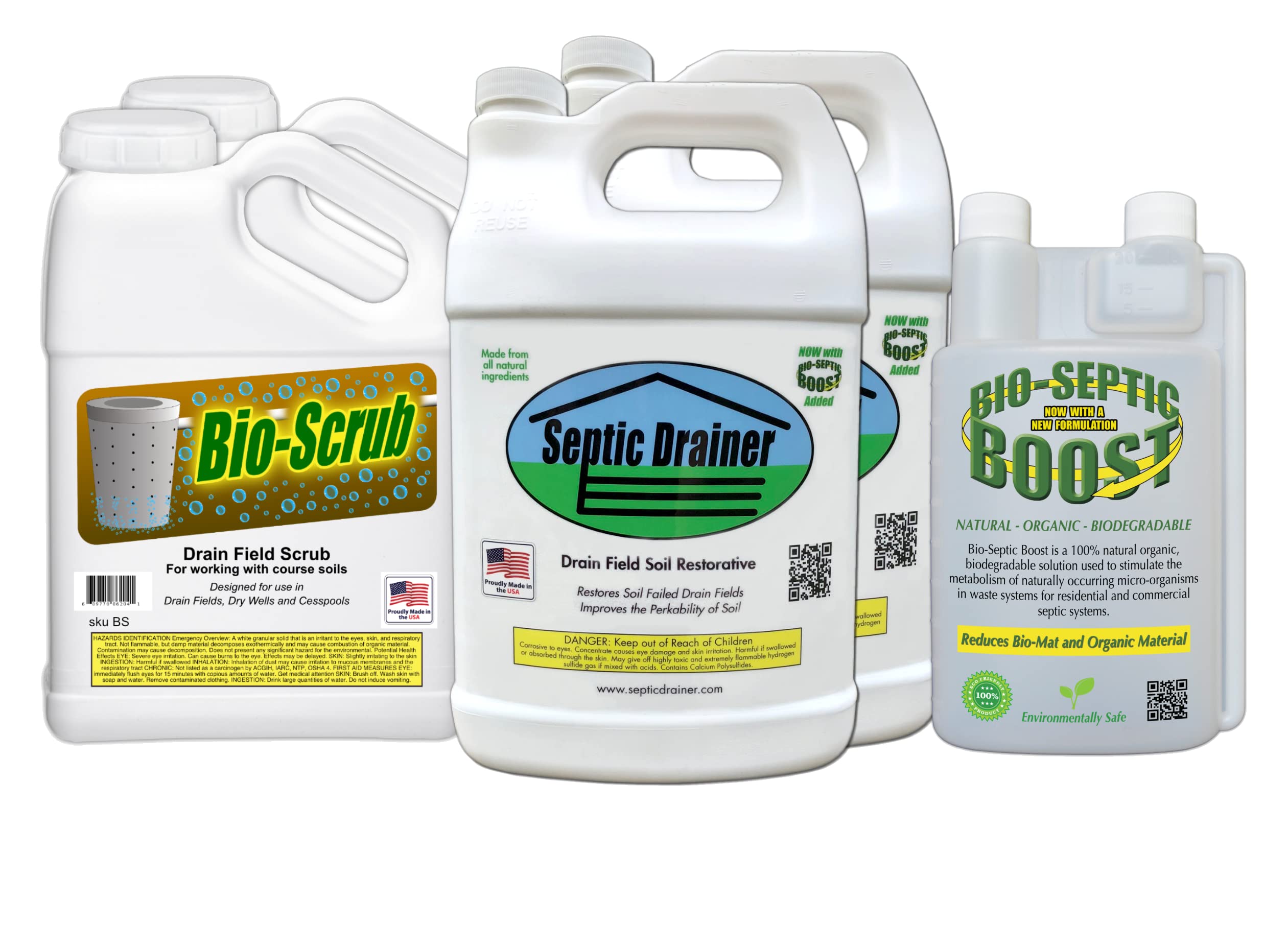 Repair Kit II - New Formula - 2 Gallons of Septic Drain Field Treatment, 2 Gallons of Bio-Scrub and 1 Quart of Bio-Septic Boost | Repair Your Drain Field |
