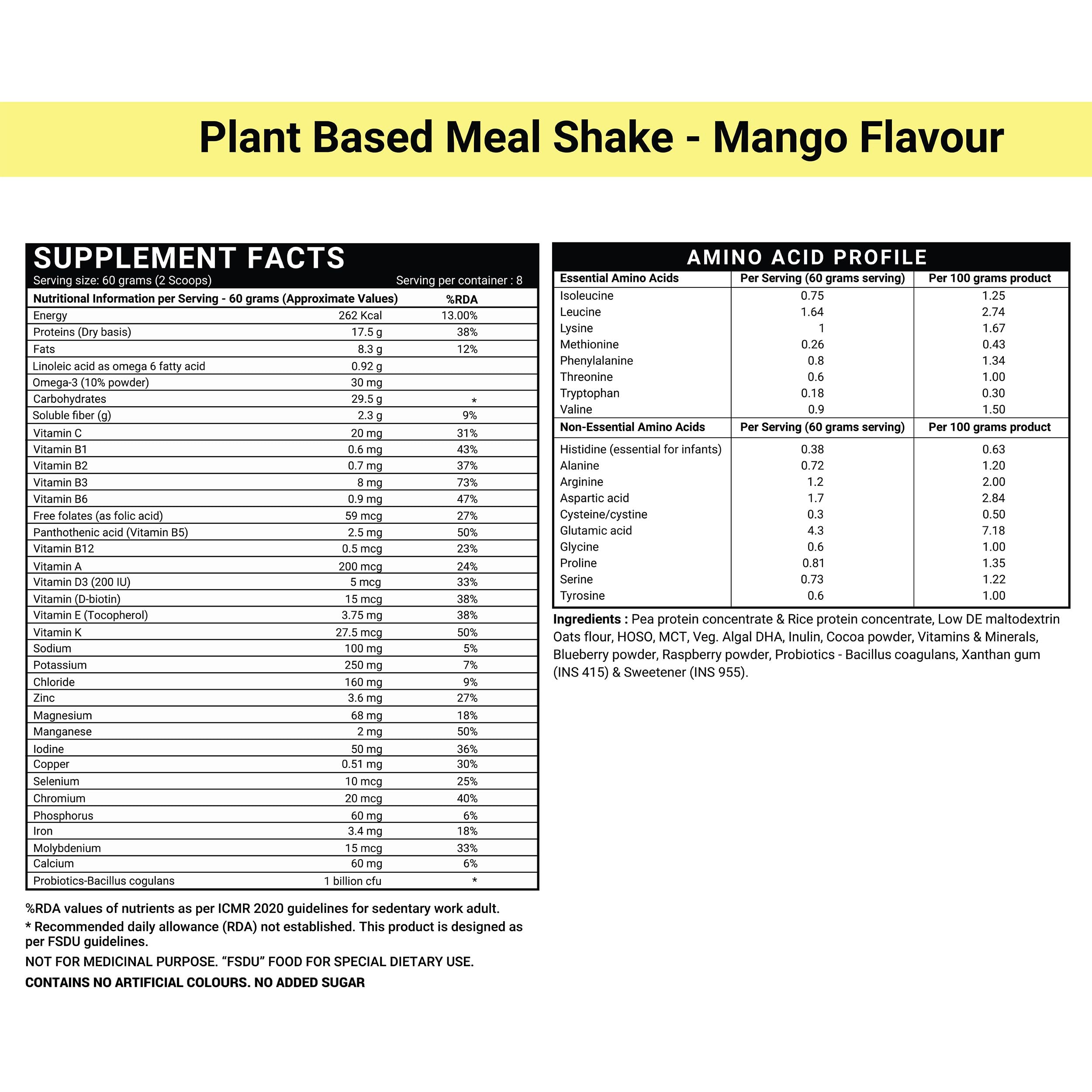 INLIFE Plant Based Meal Replacement Shake, 17.5g Protein, Mango 500g — Amazon image 2