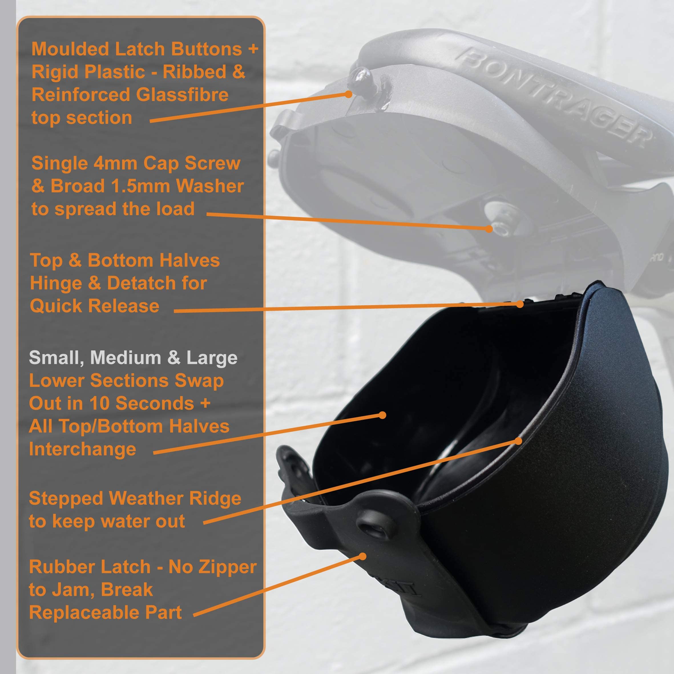 Cyckit Aeroclam Cycling Seat Bag Interchangeable Bottom Compartment Hard Shell Easy to Change Fits P1 Curved and P2 Flat Top Bike Saddle Bag Lower Storage Unit Large