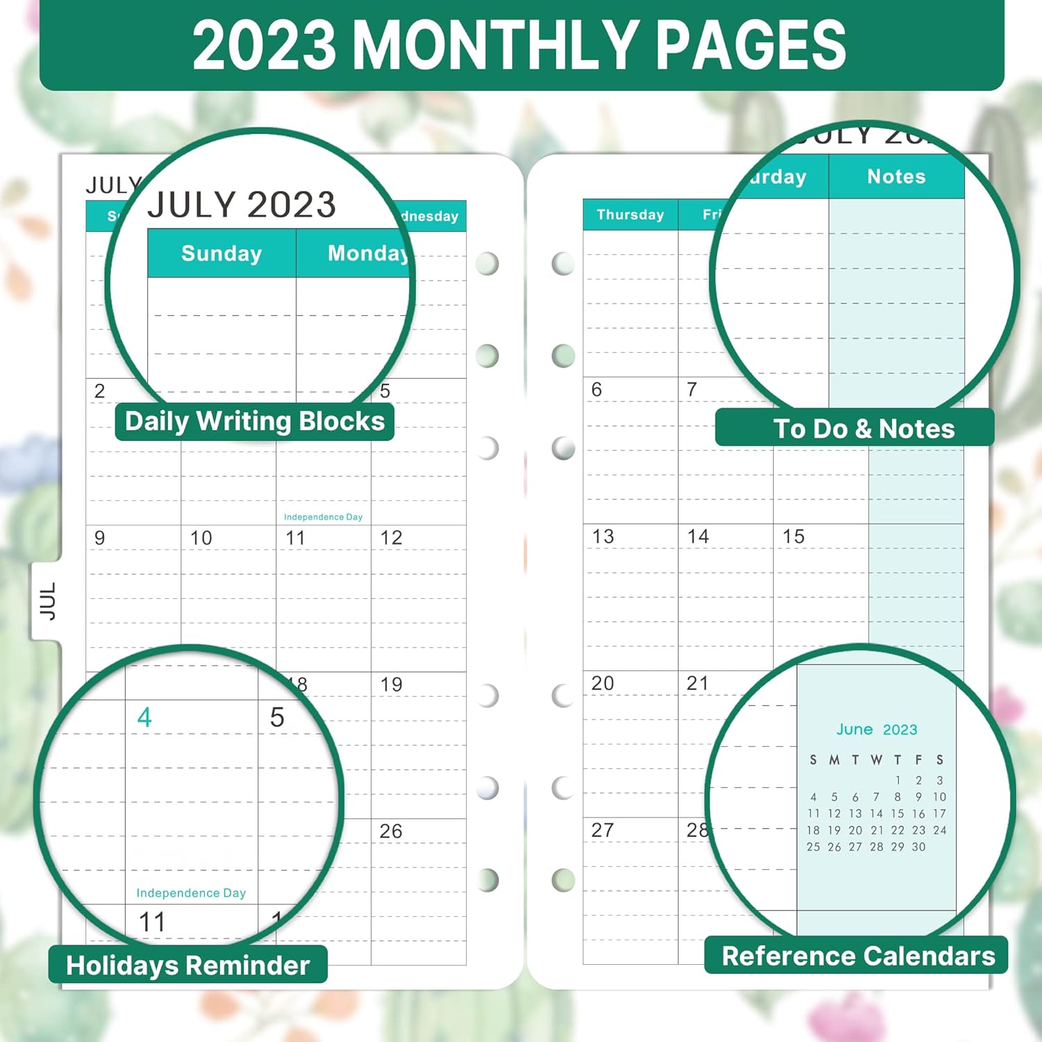 2023 Planner Refills - 2023 Weekly & Monthly Planner Refill, A6 Refill Paper, A6 Planner Inserts, 3-3/4" x 6-3/4", Planner Refills 2023 with Monthly Tabs, 6-Hole Punched, Loose Leaf : Office Products