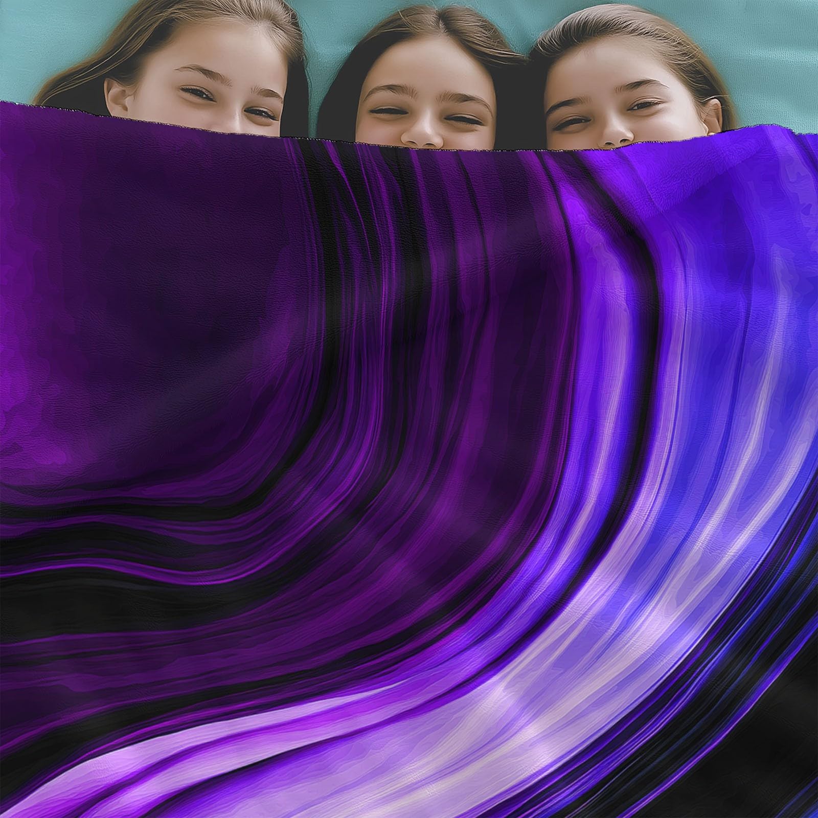 220 x 240 cm Manta de Franela Ultra Suave Líneas Elegantes Giratorias Abstractas Manta Multifuncional, Cálida para Todas Las Estaciones Violeta, Deal como el Mejor Regalo para Familia y Amigos