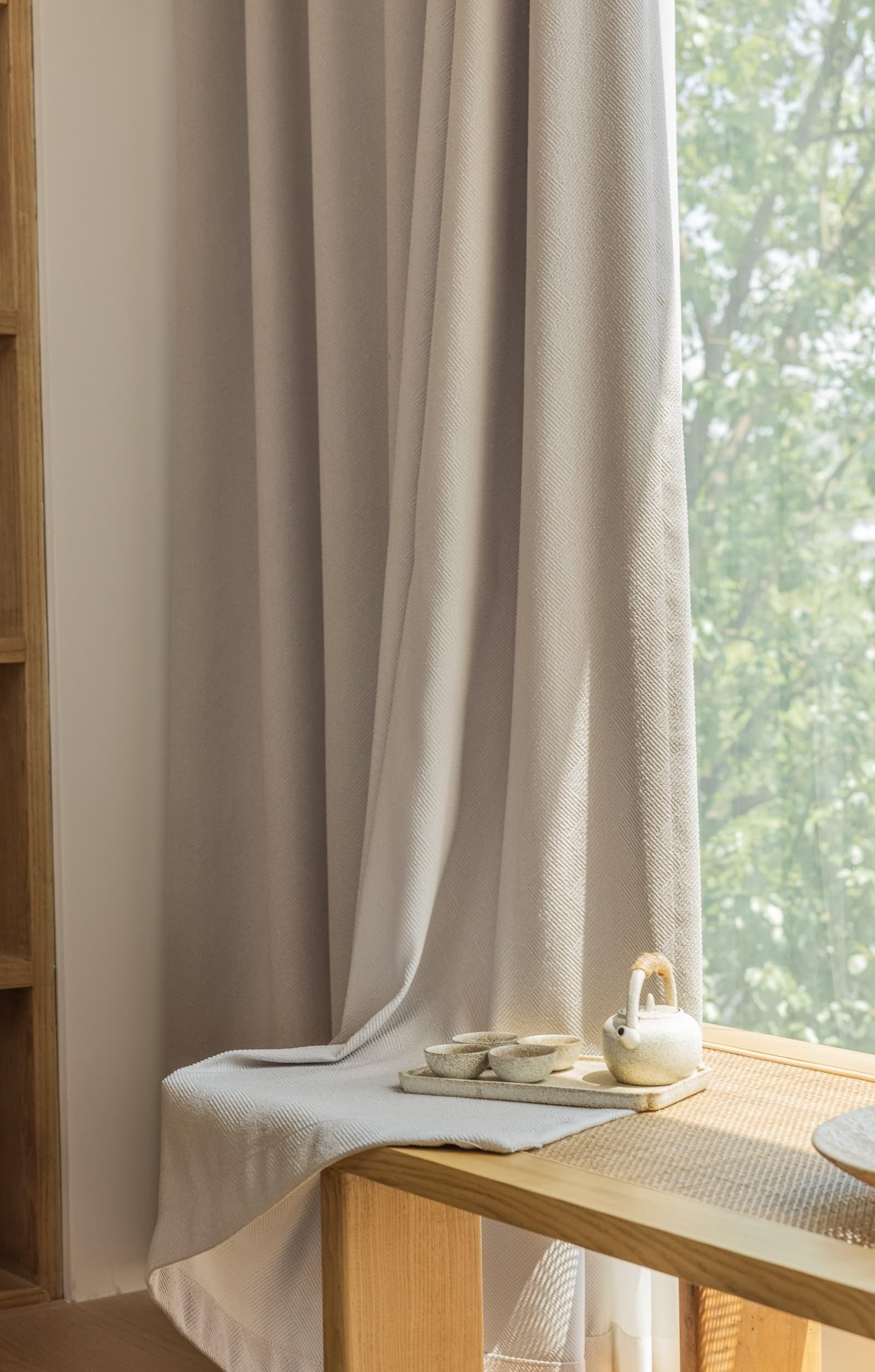Wycian Landhausstil Verdunklungsstoff Hell 2 Er Chenille Jacquard Volltonfarbe H115 X B86Cm für Schlafzimmer
