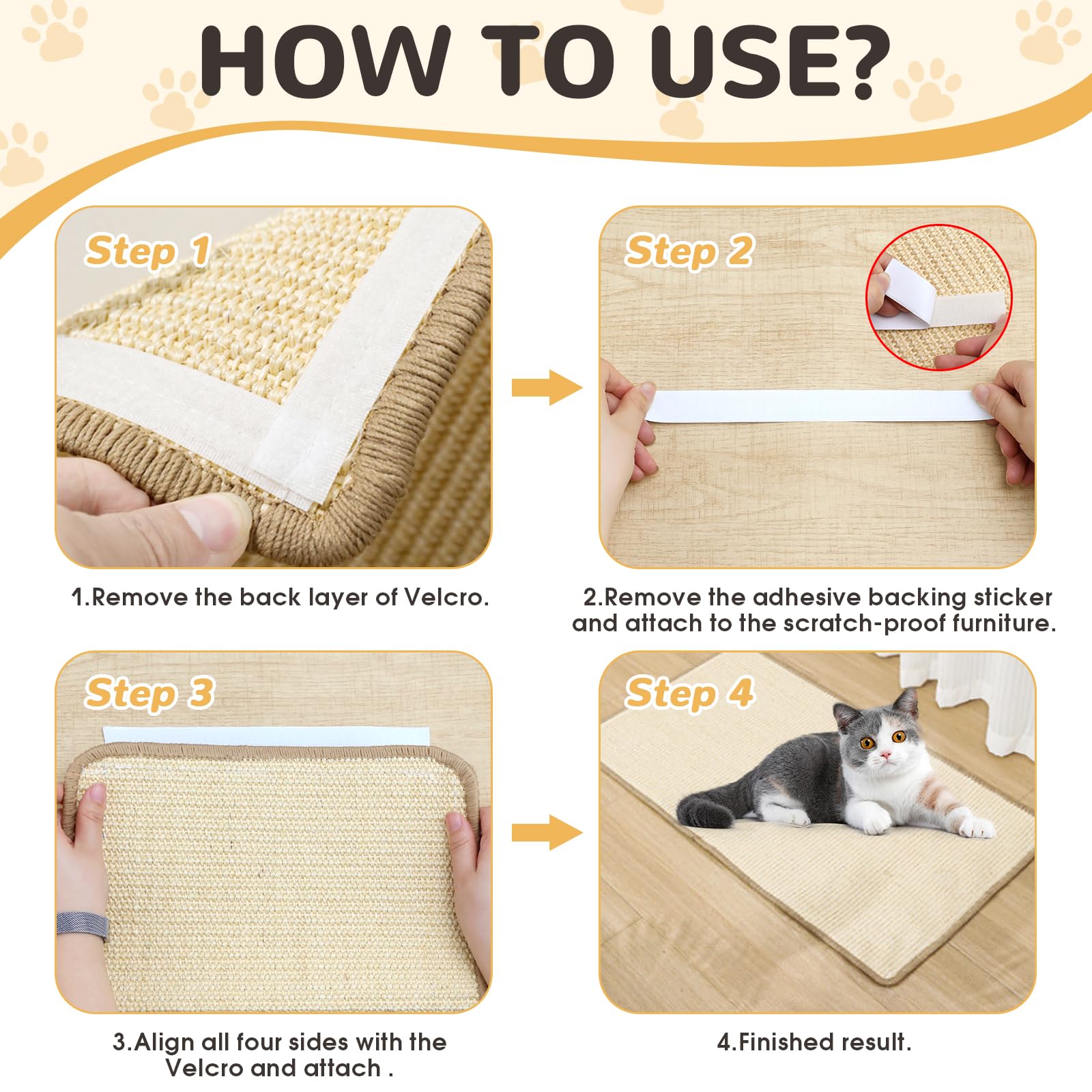 FiboPawer Sisal Kratzmatte 30x40cm - 2er Set Für Kaninchen & Katzen