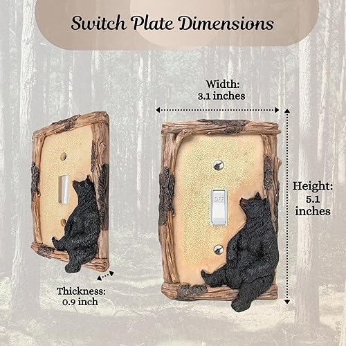 Miniatura 3 de BestGiftEver Black Bear on Logs - Placa de pared para decoración del hogar estilo cabaña Lodge  Ideal para amantes de la naturaleza y la vida