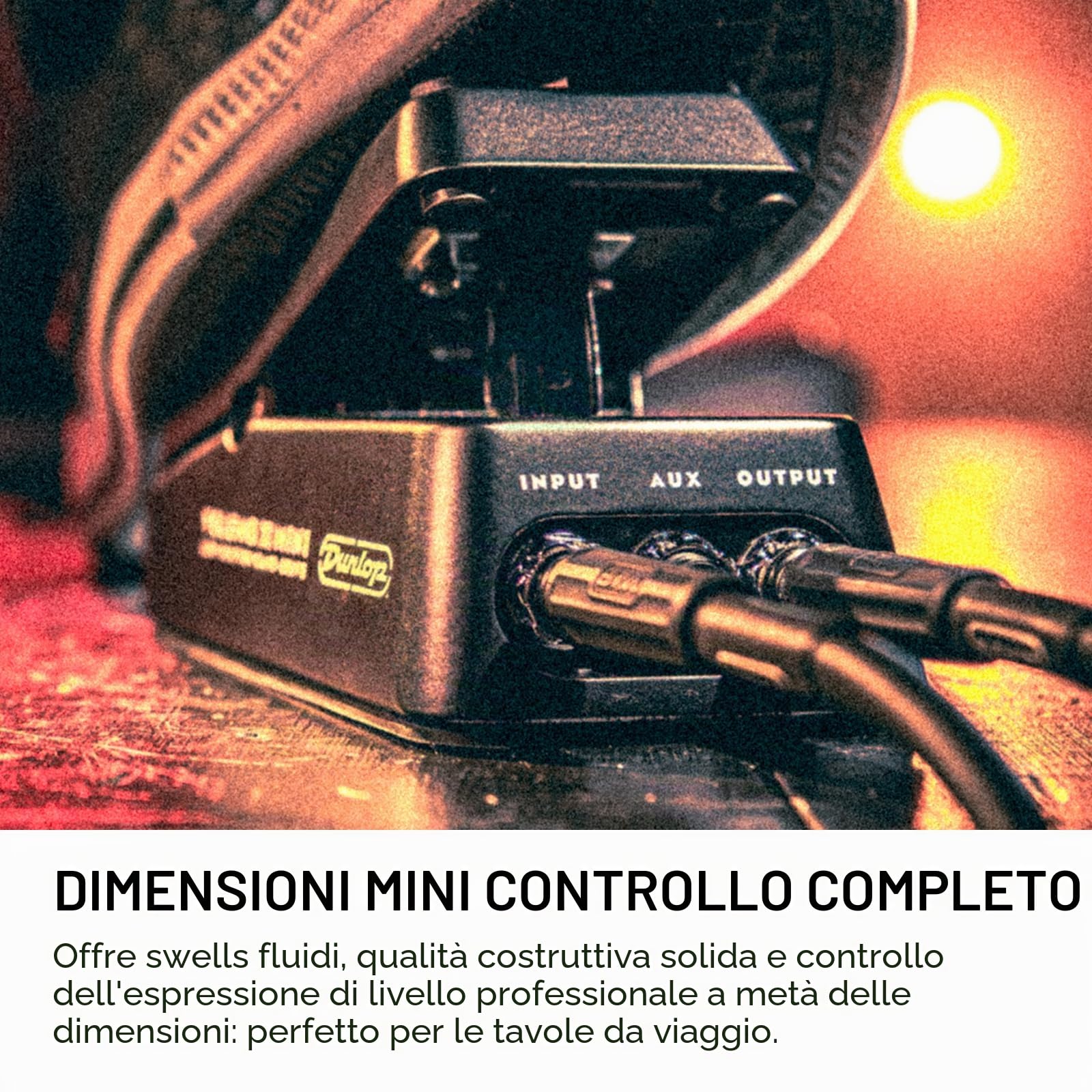 JIM DUNLOP - DVP4 Volume (X) Mini Pedal - Pedale Volume e Expression Ultra Compatto con Chassis in Alluminio, Tensione Rocker Regolabile, Uscita AUX per Accordatore o FX