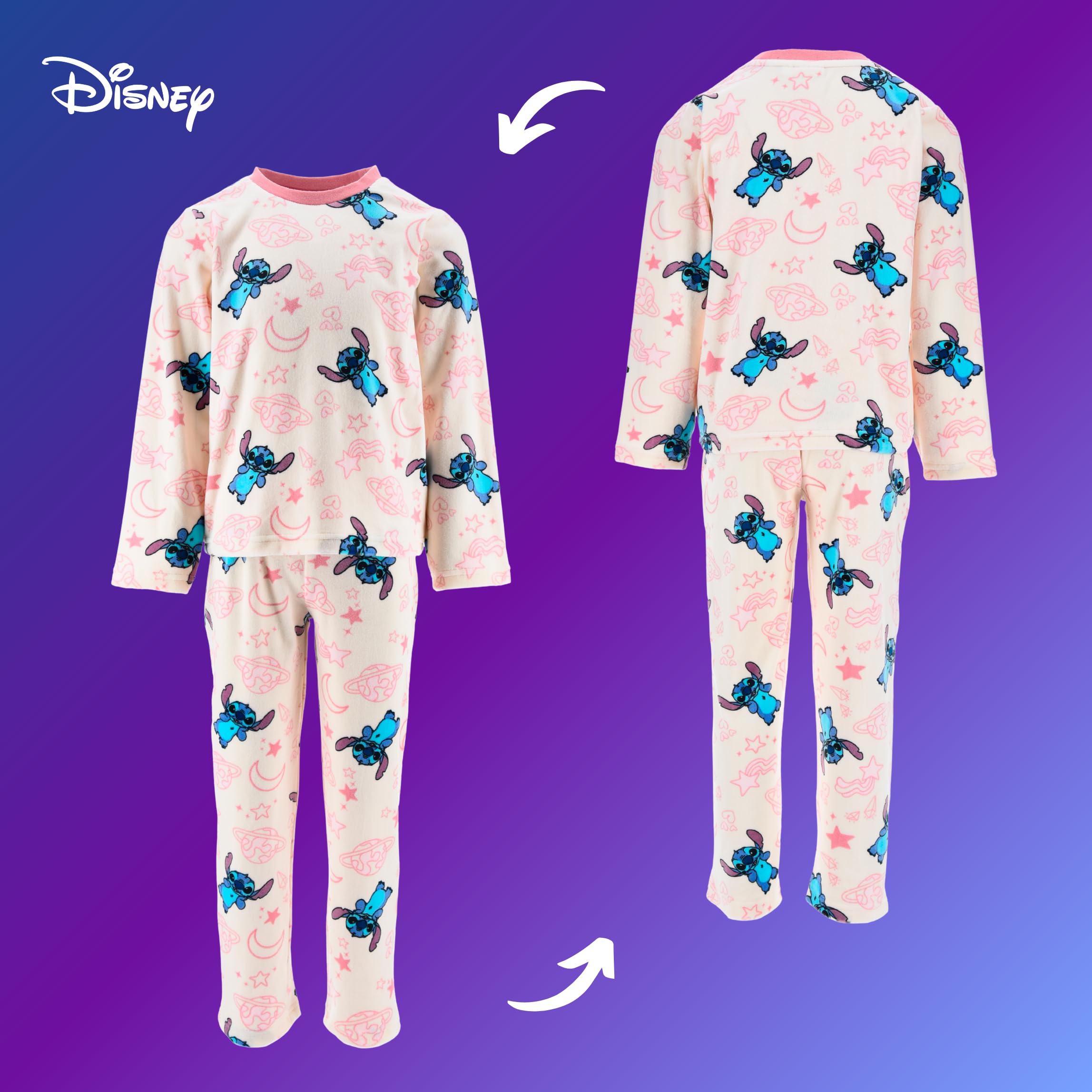 Disney Stitch Pigiama per Ragazze, Set da 2 Pezzi Pigiama in Morbido Pile per Bambino, Taglie 3 a 8 Anni