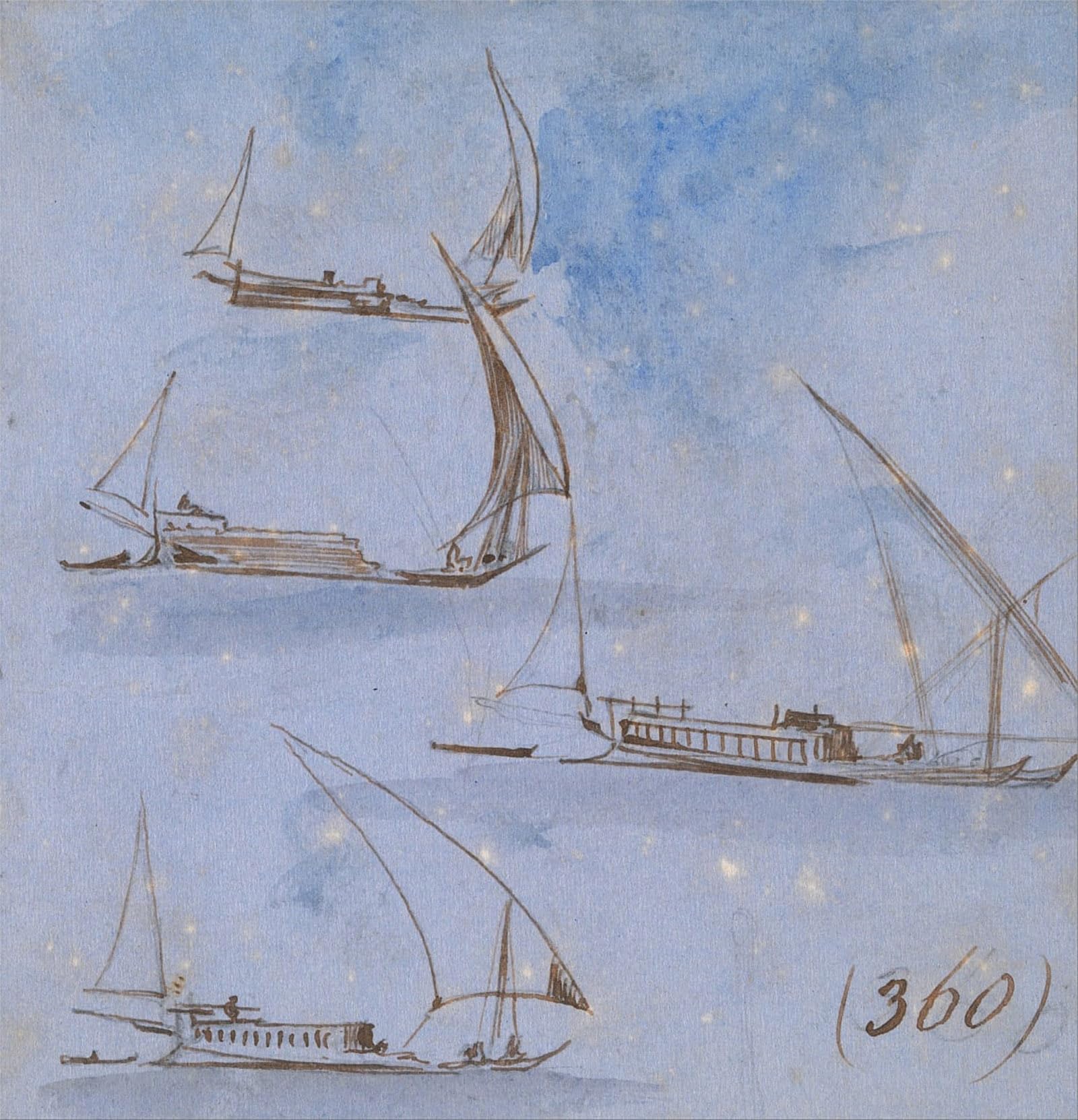 ARTXLXXBN Famous Painting Canvas Artwork Graffiti Print Studies Boats on the Nile by Edward Leaars Portrait Canvas Image for Home Decor 60x90cm