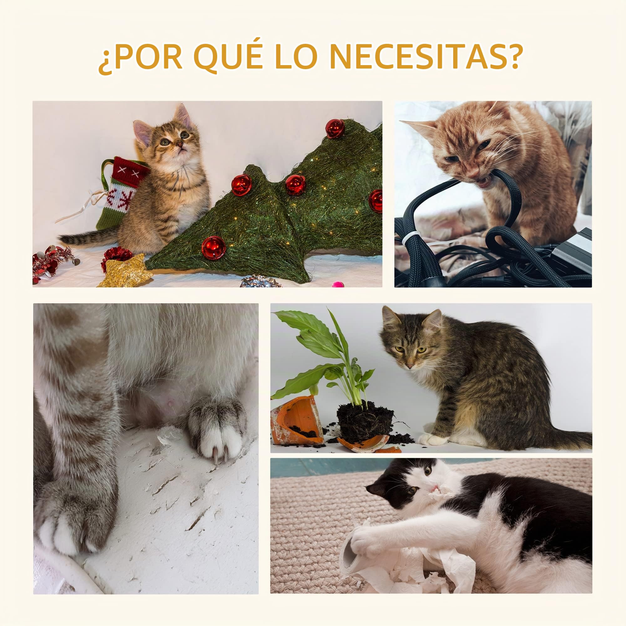 PawHut Árbol Rascador para Gatos Medianos 2 Postes 57x37x100,5 cm Natural | Torre para Gatos, Cama Superior, Cueva de Totora, 2 Cojines, Escalera
