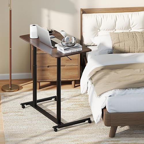 Miniatura 4 de Tangkula Escritorio móvil de pie para computadora, escritorio de pie ajustable en altura con 4 ruedas, escritorio de pie compacto con marco de