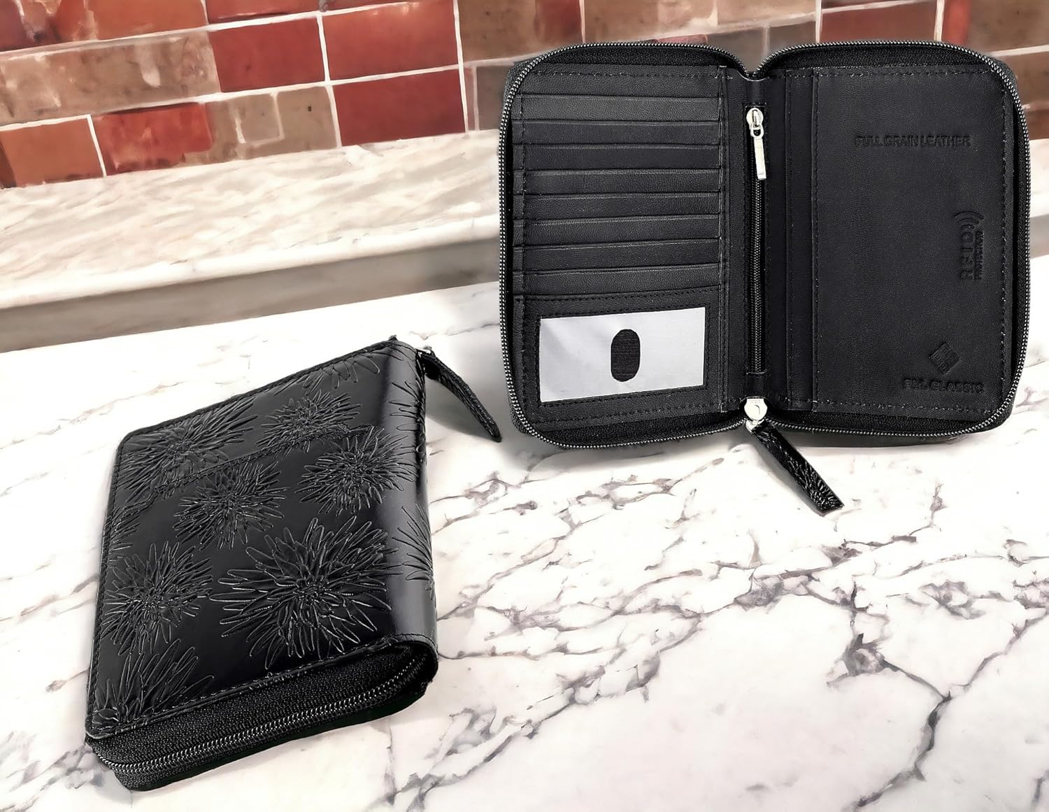 Passport Wallet - Travel Document Holder w/RFID Blocking – Full Grain Leather – Bifold compact zip around Wallet with Credit Card Slots for Women and Men,500-80 - Image 6