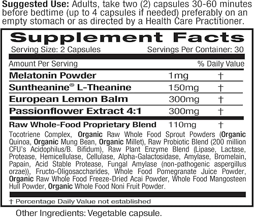 Miniatura 2 de Emerald Labs Sleep Health - Suplemento de apoyo para el sueño con suntheanina L-teanina, melatonina, bálsamo de limón europeo y pasiflora - Sin