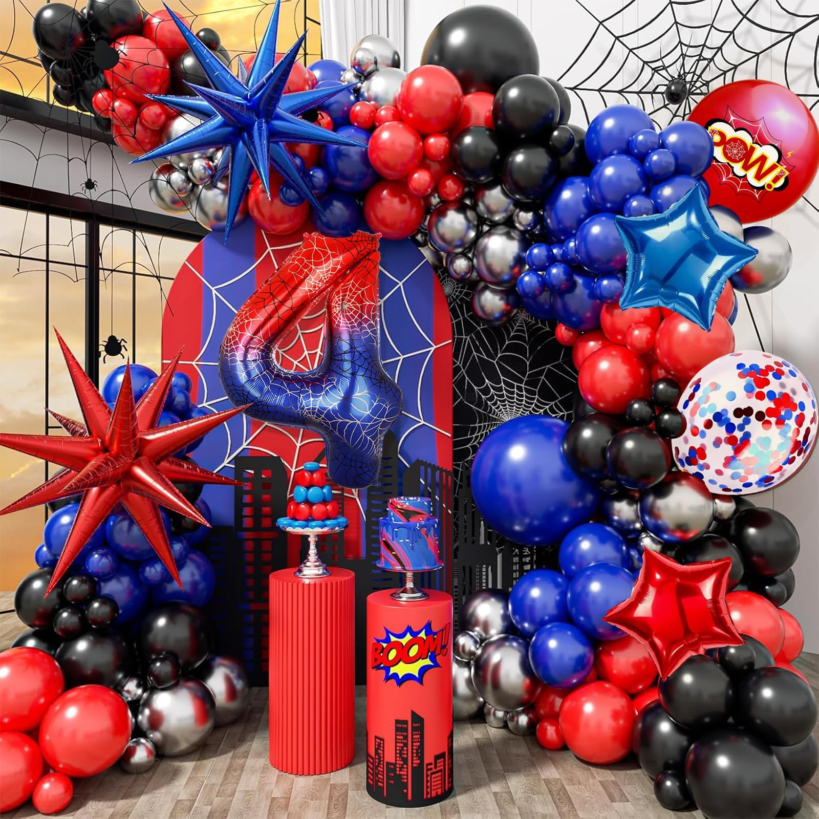 Palloncini Compleanno 3 Anni A Tema Ragno - 10 Pezzi, Foil E Lattice, Per Feste - Foto 6