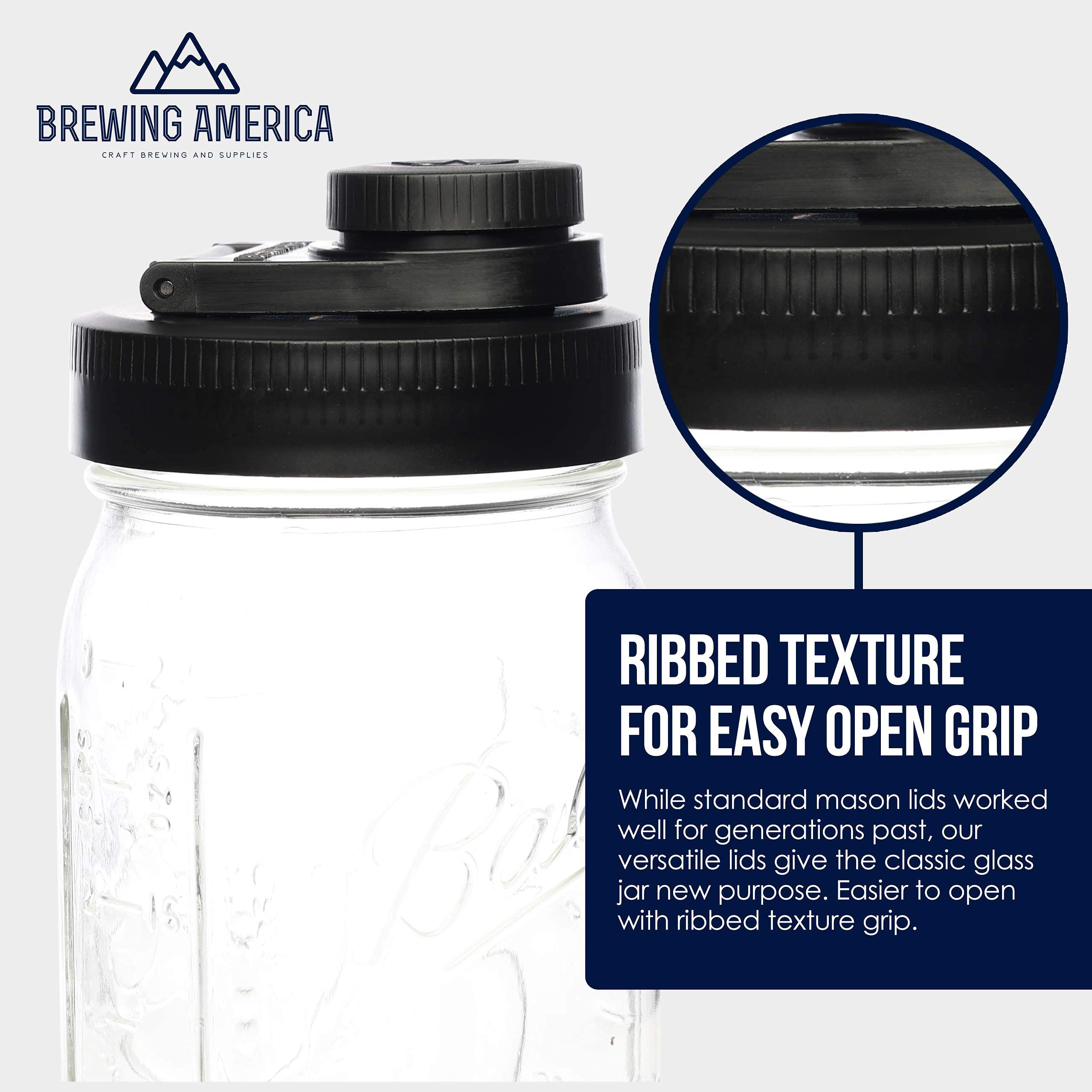 Mason Jar Pourer Lids - USA Made Flip Caps -6