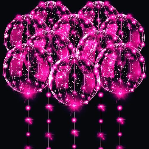 Miniatura 7 de Globos LED Bobo 10 paquetes, globos iluminados de 20 pulgadas, estilo helio, globo de burbujas brillantes para Navidad, boda, cumpleaños, día de San