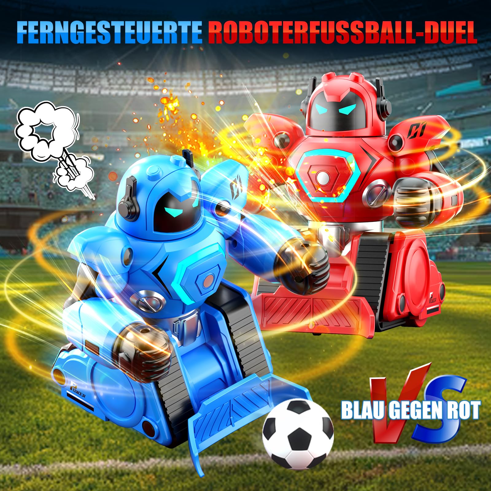JONRRYIN Ferngesteuerte Roboter Kampf, 2 Stück RC Kampfroboter Spielzeug mit LED Licht und Musik, Ferngesteuertes Fußball Box Roboter, Geschenke für Jungen Mädchen