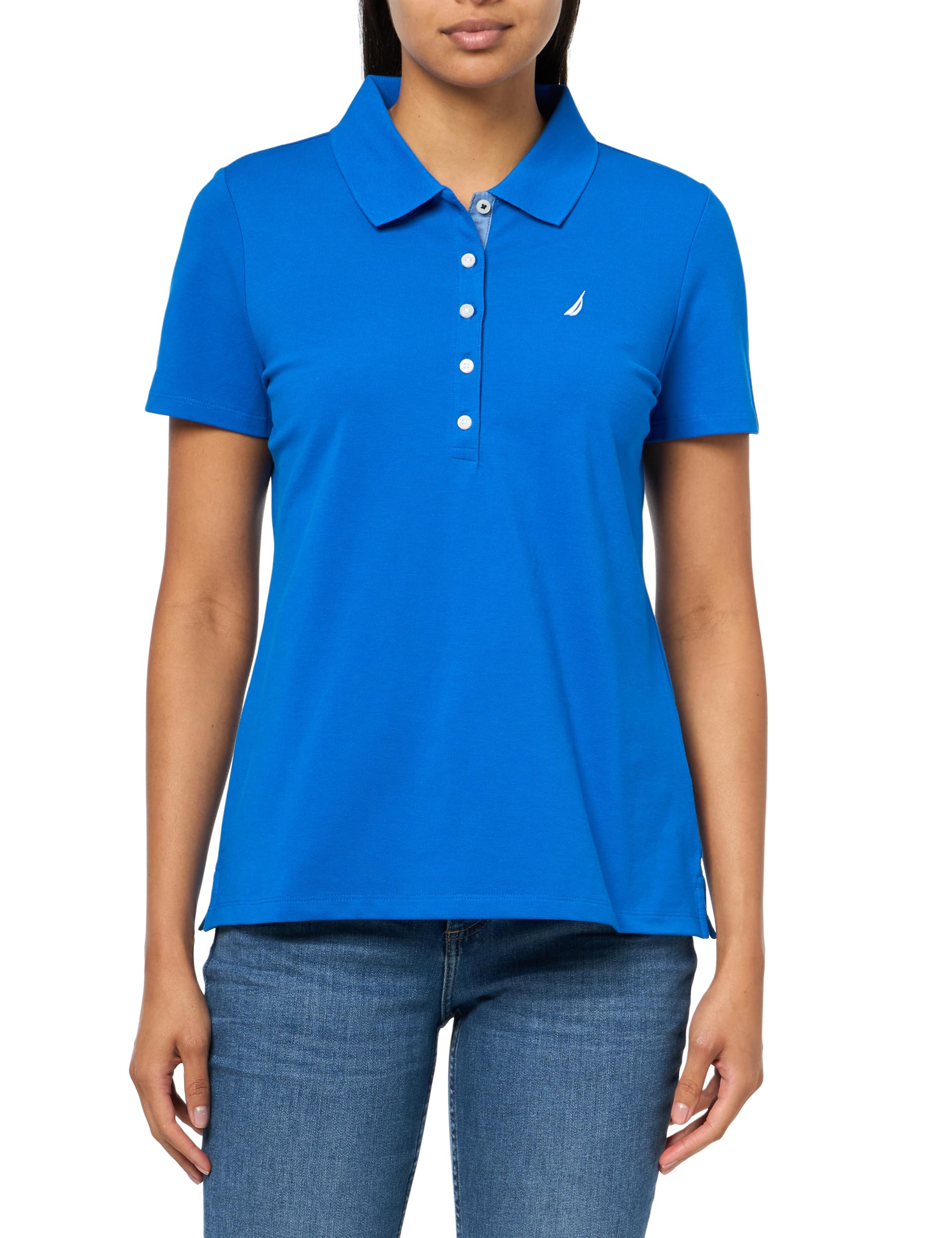 nautica Women's 5-Button Short Sleeve Breathable 100% Cotton Polo Shirt-picture-35