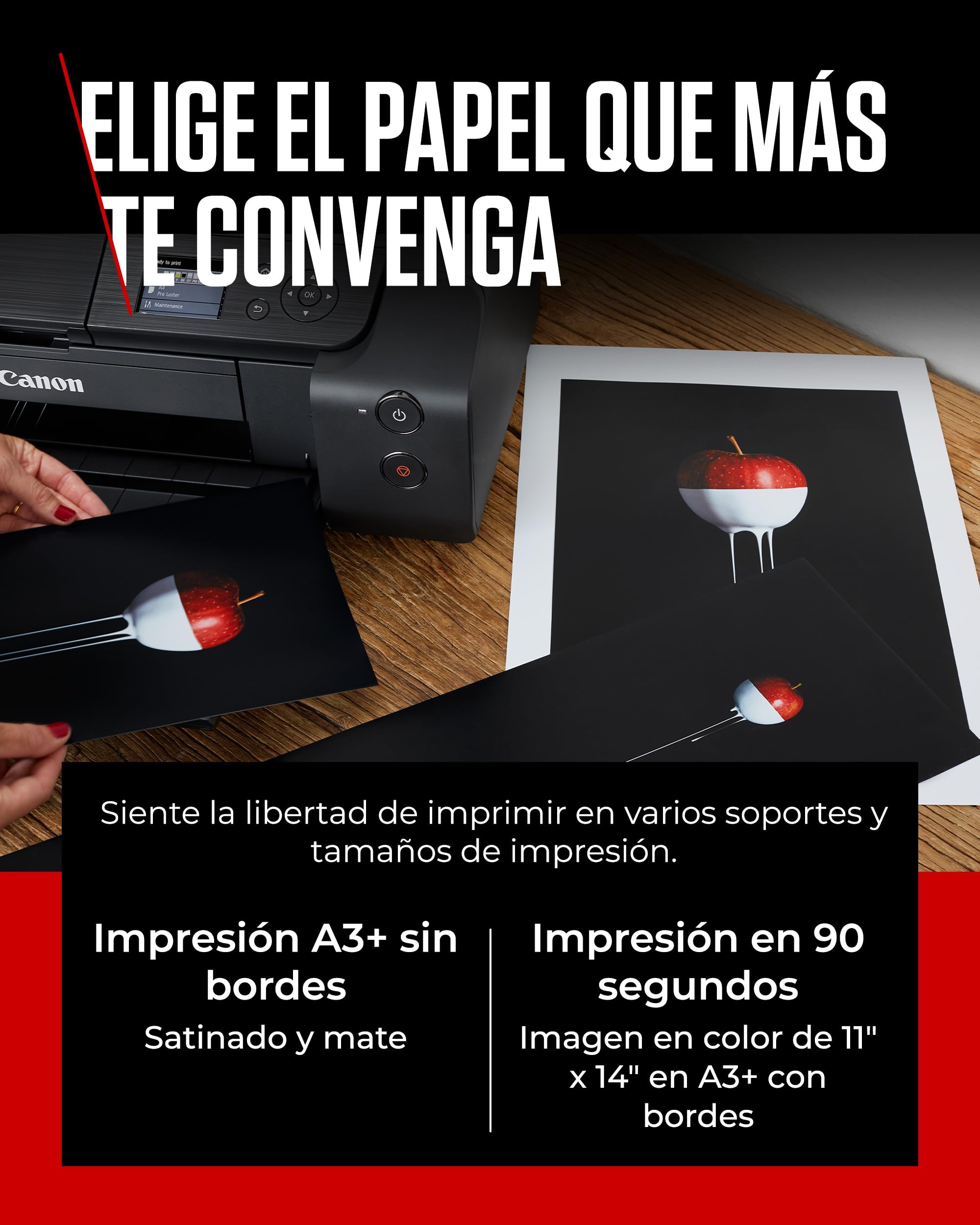 Canon Pixma PRO-200 Impresora Fotográfica Profesional, Sistema de Inyección de Tinta, A3+, WiFi, 8 Cartuchos de Tinta, Impresión Sin Bordes, Impresión de Alta Velocidad, Negro