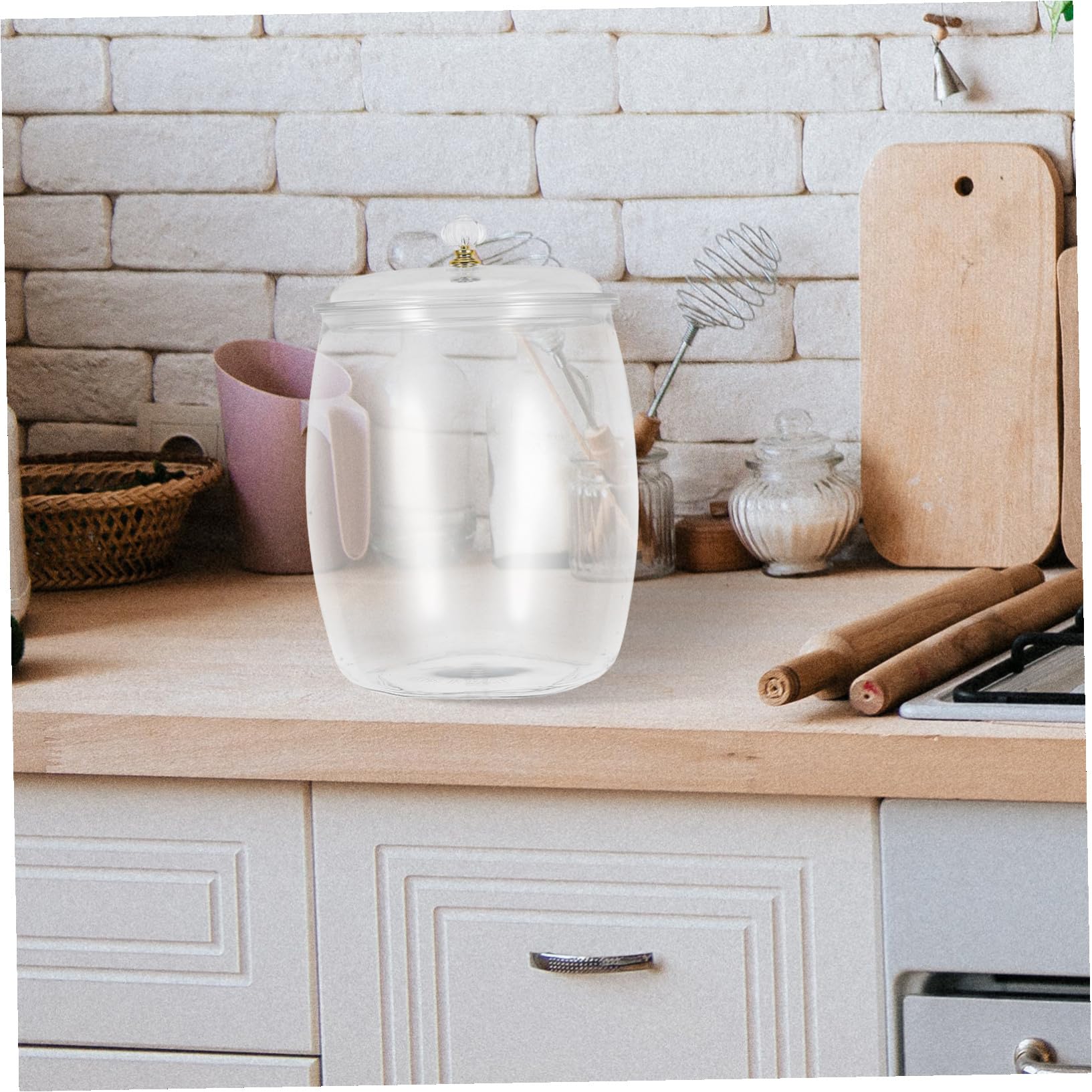 Homoyoyo Tarro Plástico Transparente con Tapa Hermética Recipiente Reutilizable para Almacenamiento de Té Cereales y Diseño Compacto para Escritorio y Hogar