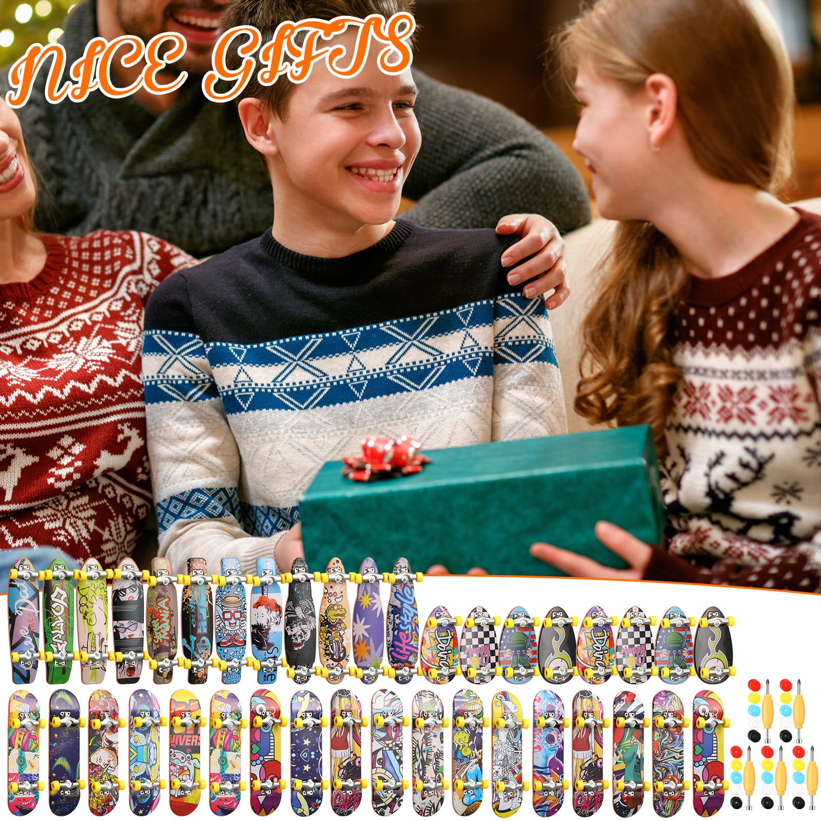 Paquete de 50 patinetas para dedos profesionales, mini patinetas coleccionables, juguetes de movimiento creativo, regalos de fiesta para adolescentes y adultos, estilo aleatorio 6