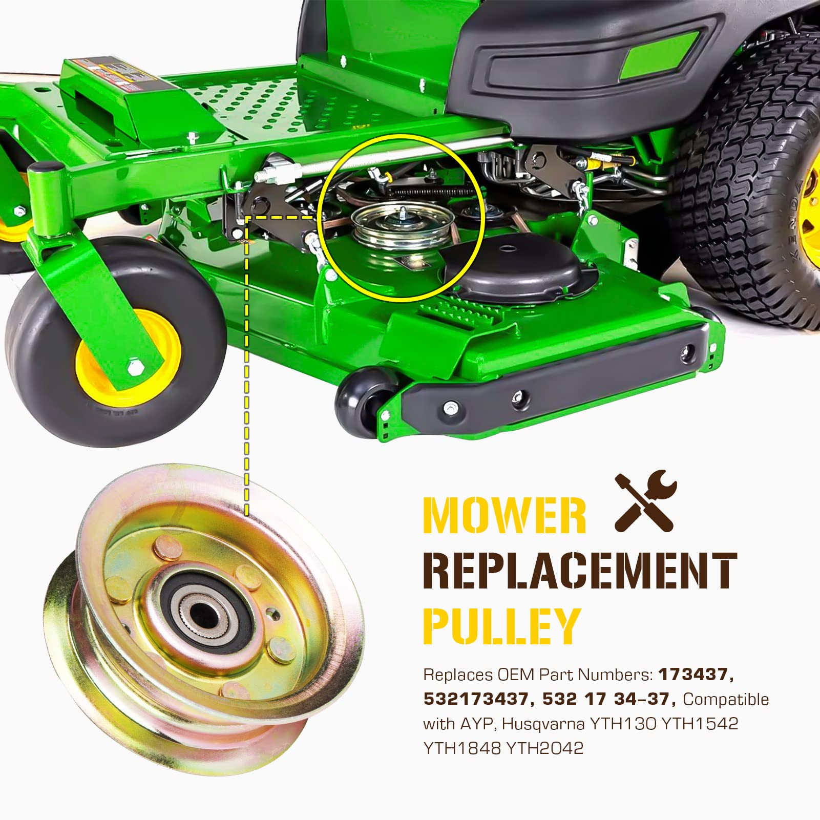 Ariens Lawn Mower Parts 8TEN Flat Idler Pulley For Husqvarna