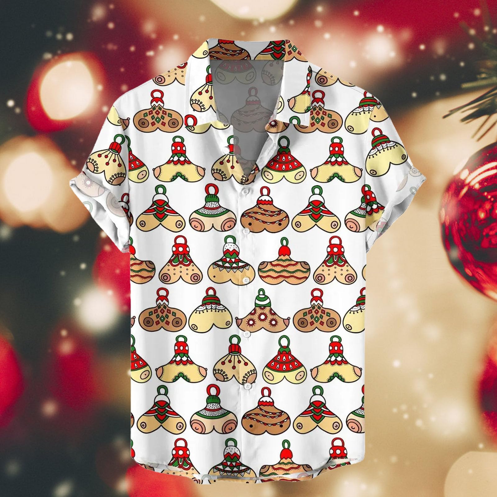 Camicia natalizia da uomo, a maniche corte, per Natale, divertente, con stampa 3D, con scritta in lingua tedesca